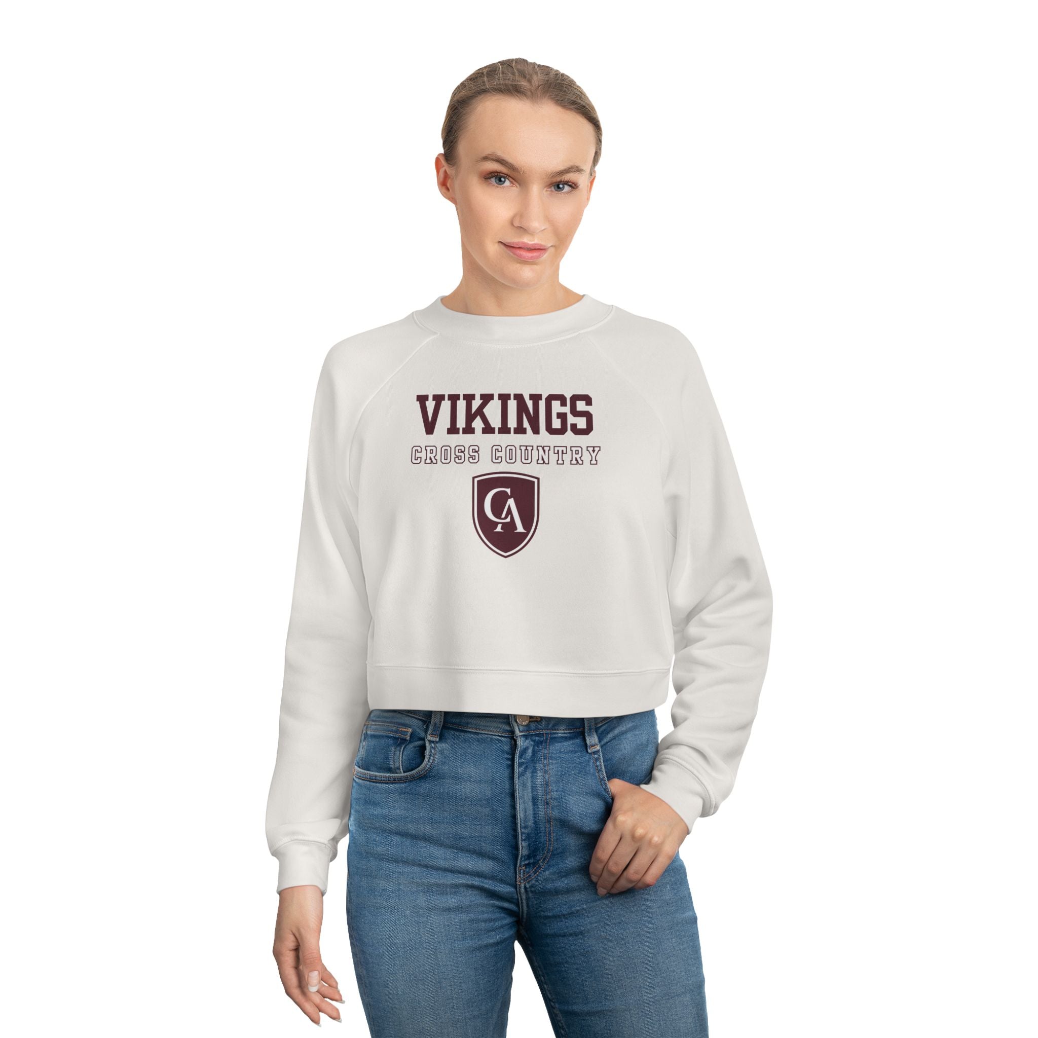 Women's Columbus Academy Cross Country Graphic Cropped Fleece Bella + Canvas Sweatshirt