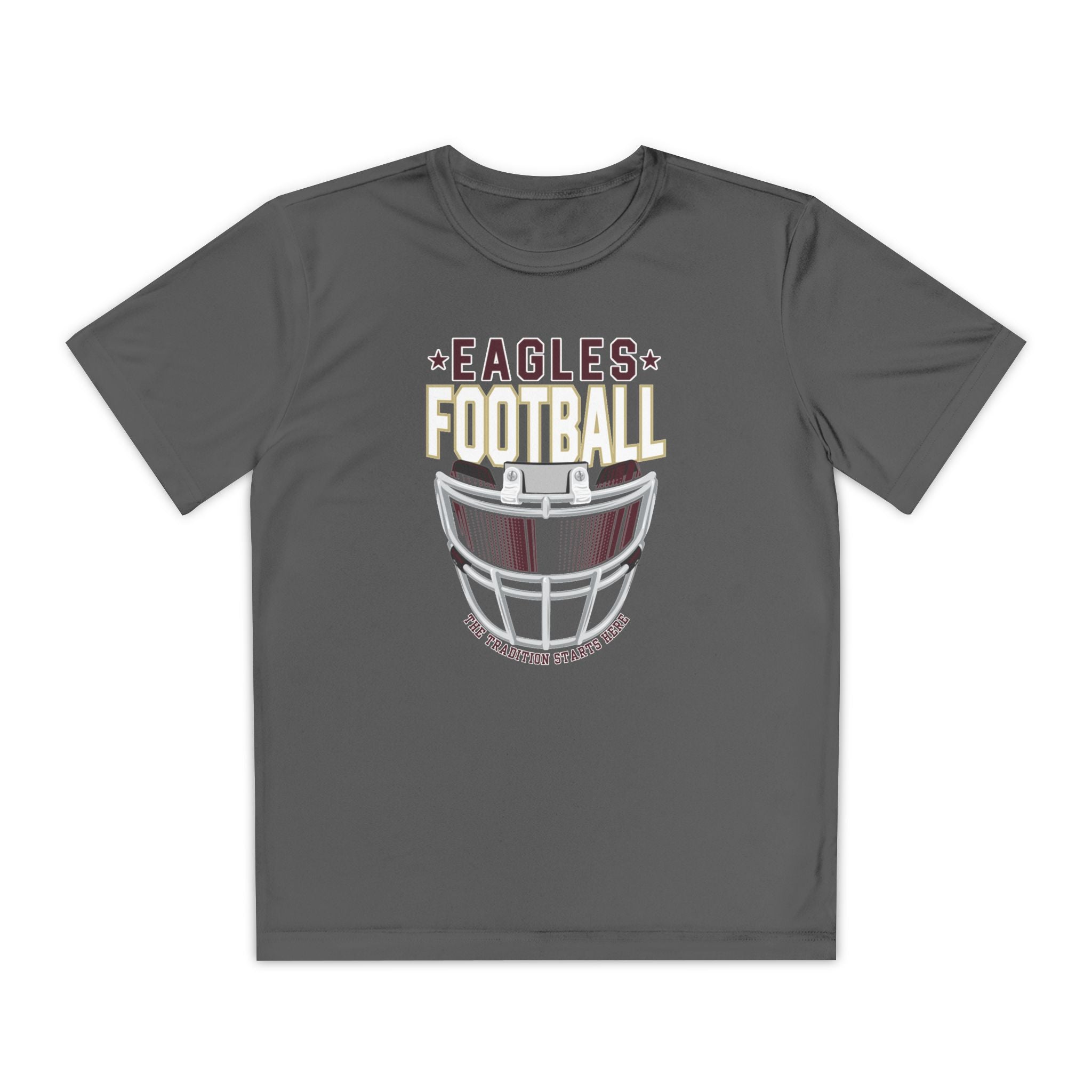 Youth Eagles Maroon Hype Helmet Graphic Short Sleeve Performance Tee