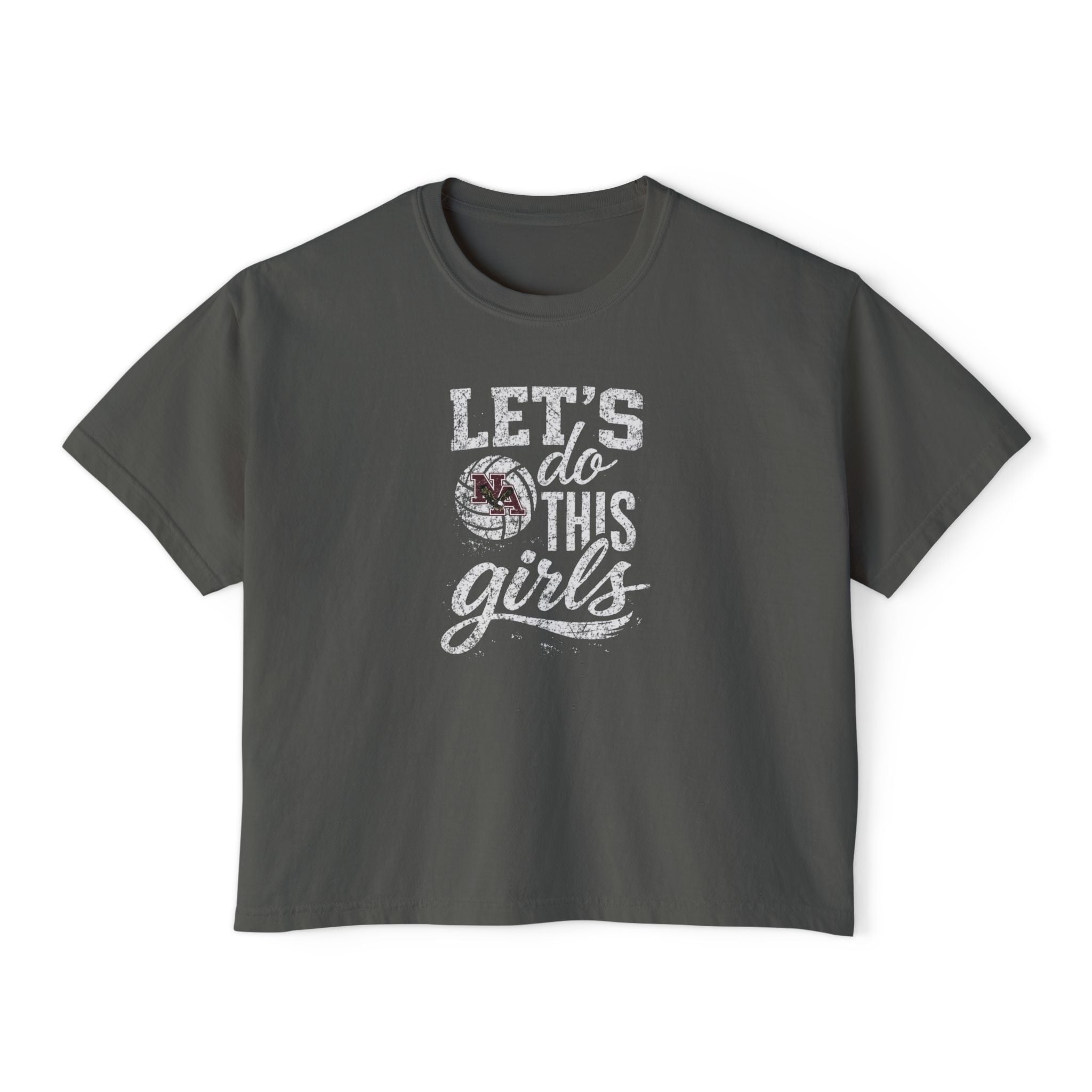 Women's New Albany Eagles Let's Do This Girls Graphic Boxy Crop Short Sleeve Tee