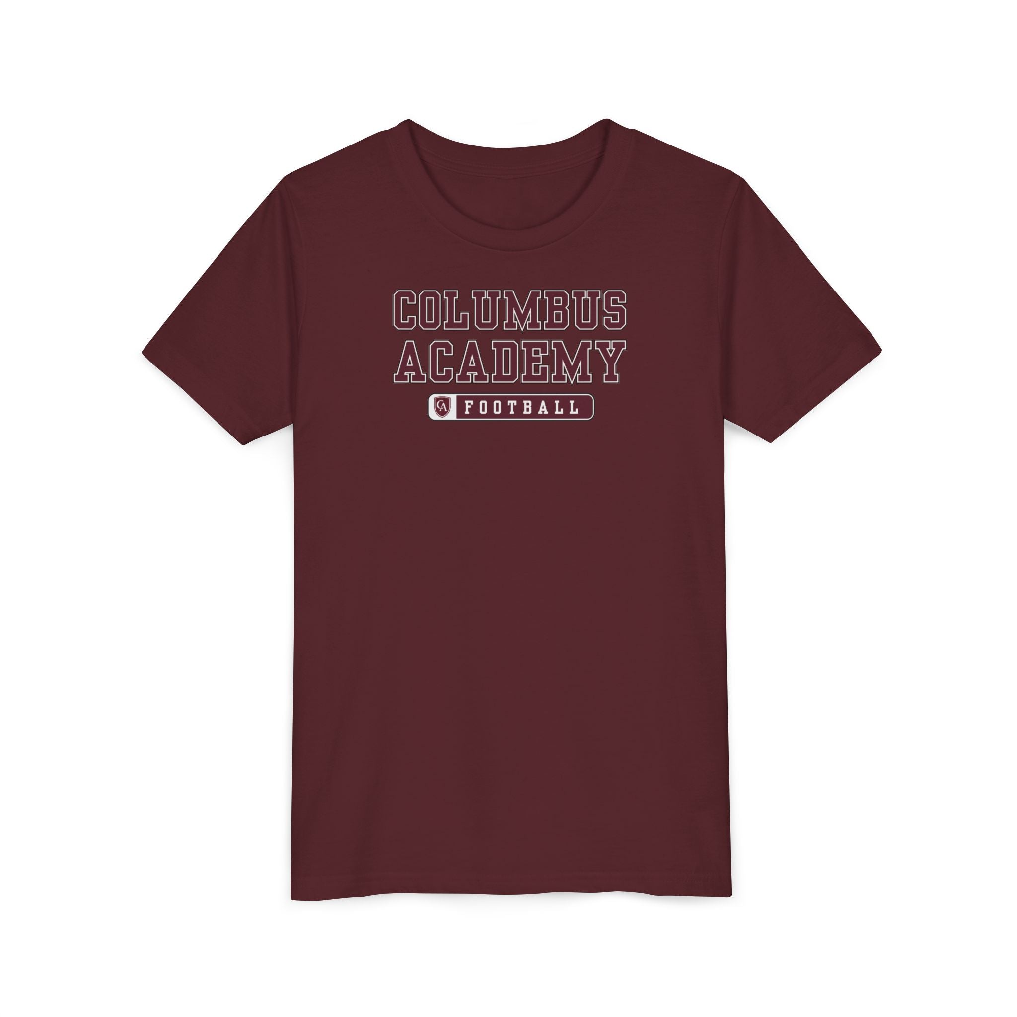 Youth Columbus Academy Football Graphic Short Sleeve Bella + Canvas Soft Tee