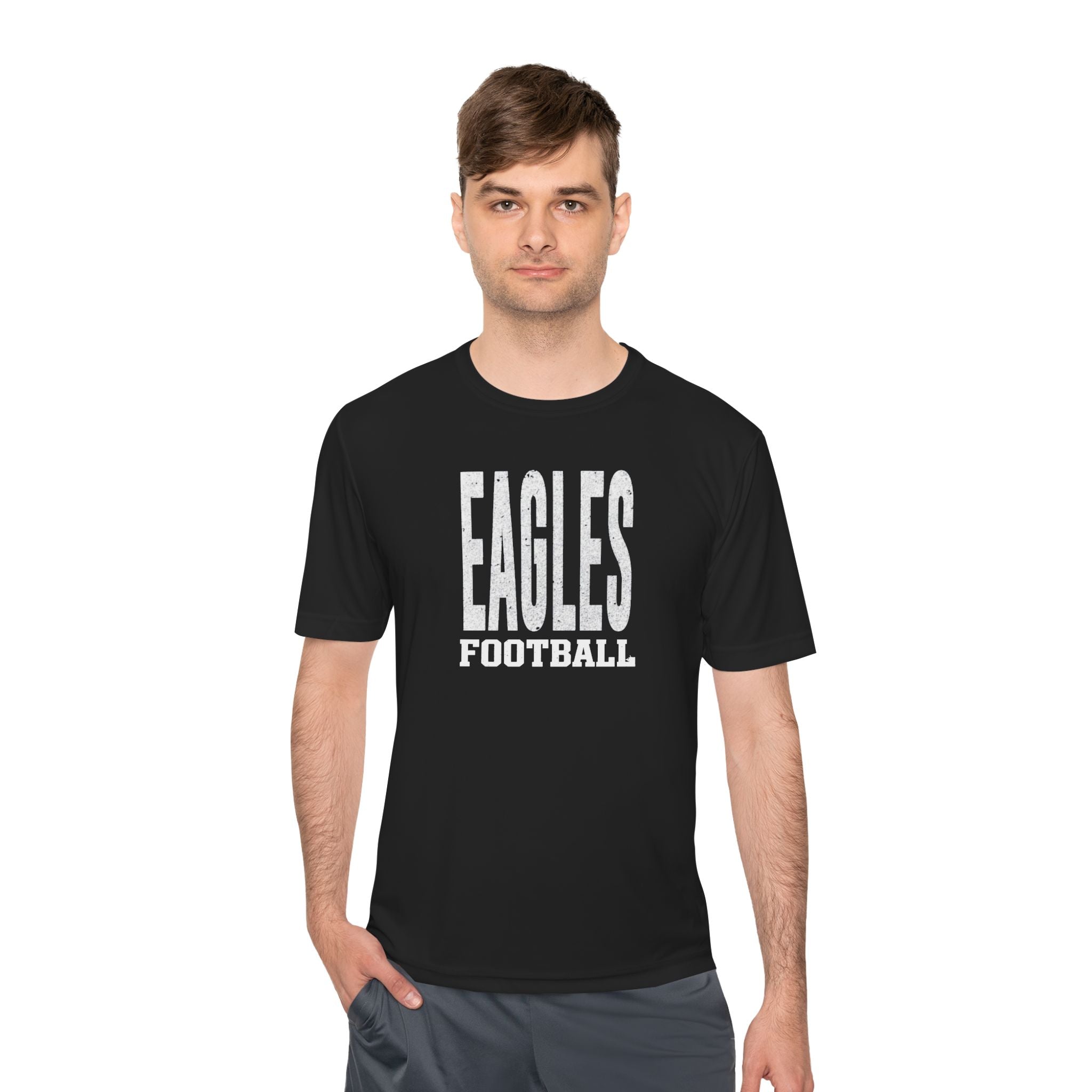 Adult Unisex New Albany Football Distressed Enlarged Graphic Sport-Tek Competitor Performance Tee