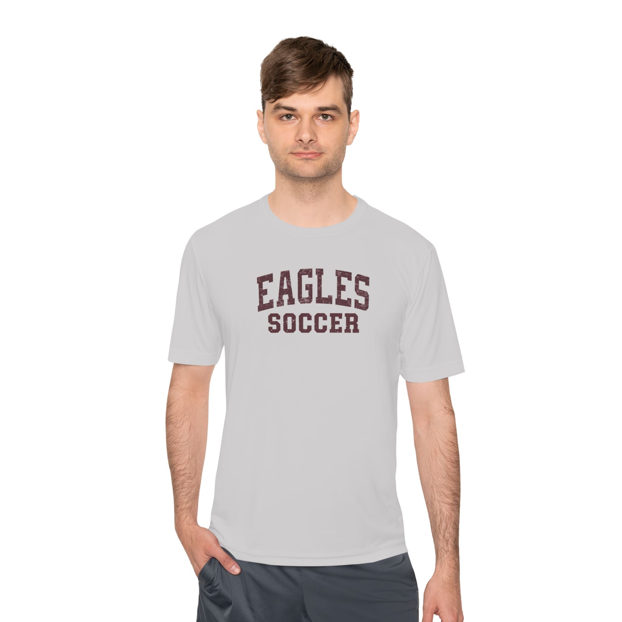Adult Unisex New Albany Eagles Soccer Vintage Distressed Graphic Sport-Tek Competitor Performance Tee