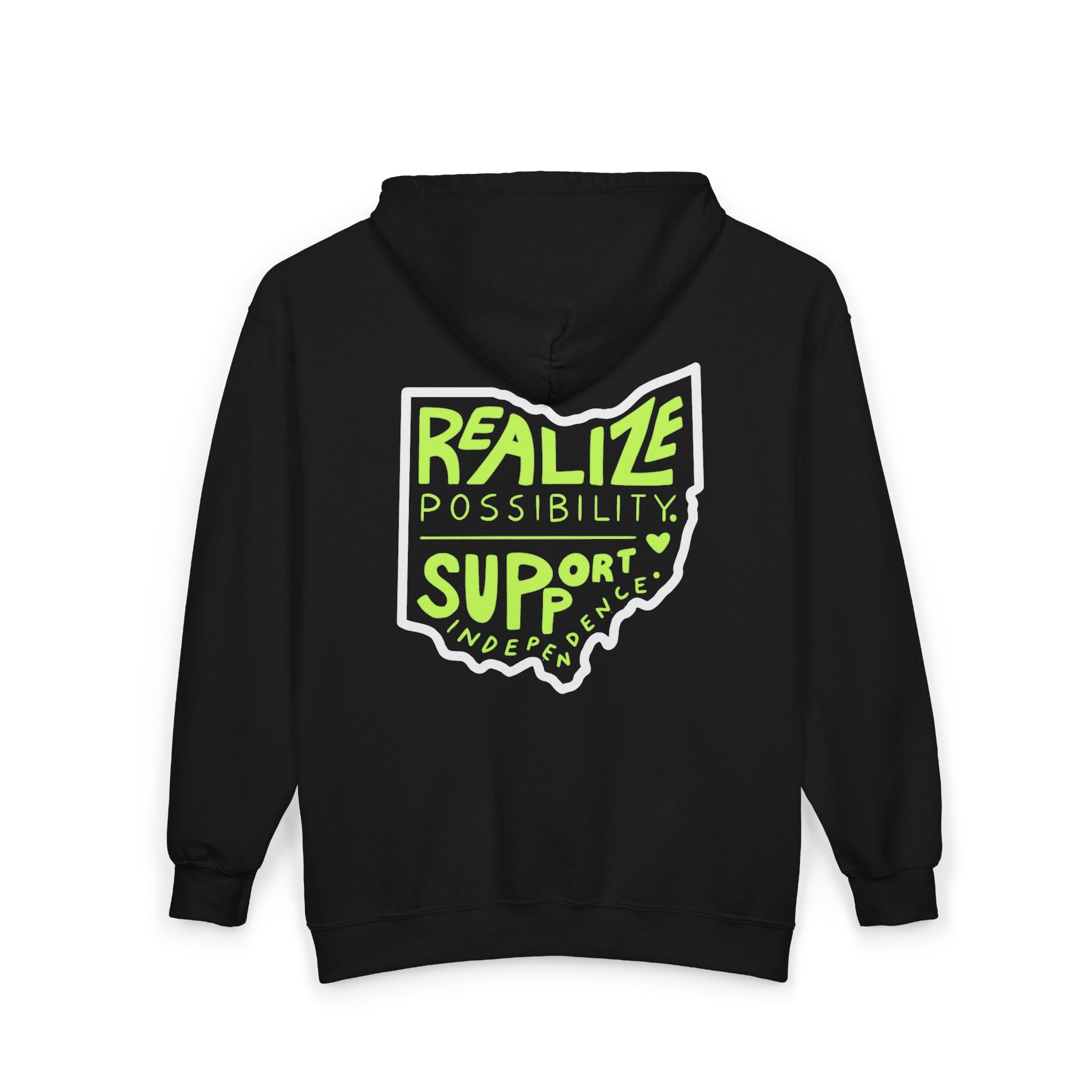 Adult Unisex Realize Possibility Support Independence Graphic Full-Zip Sweatshirt