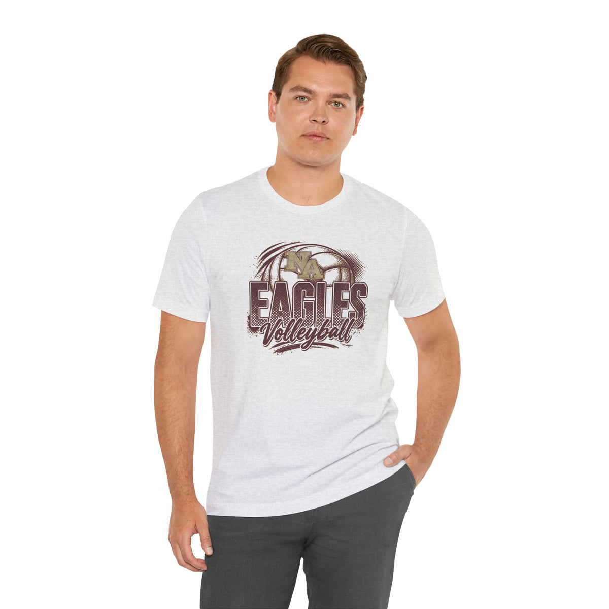 Adult Unisex New Albany Eagles Ombre Volleyball Graphic Short Sleeve Soft Tee