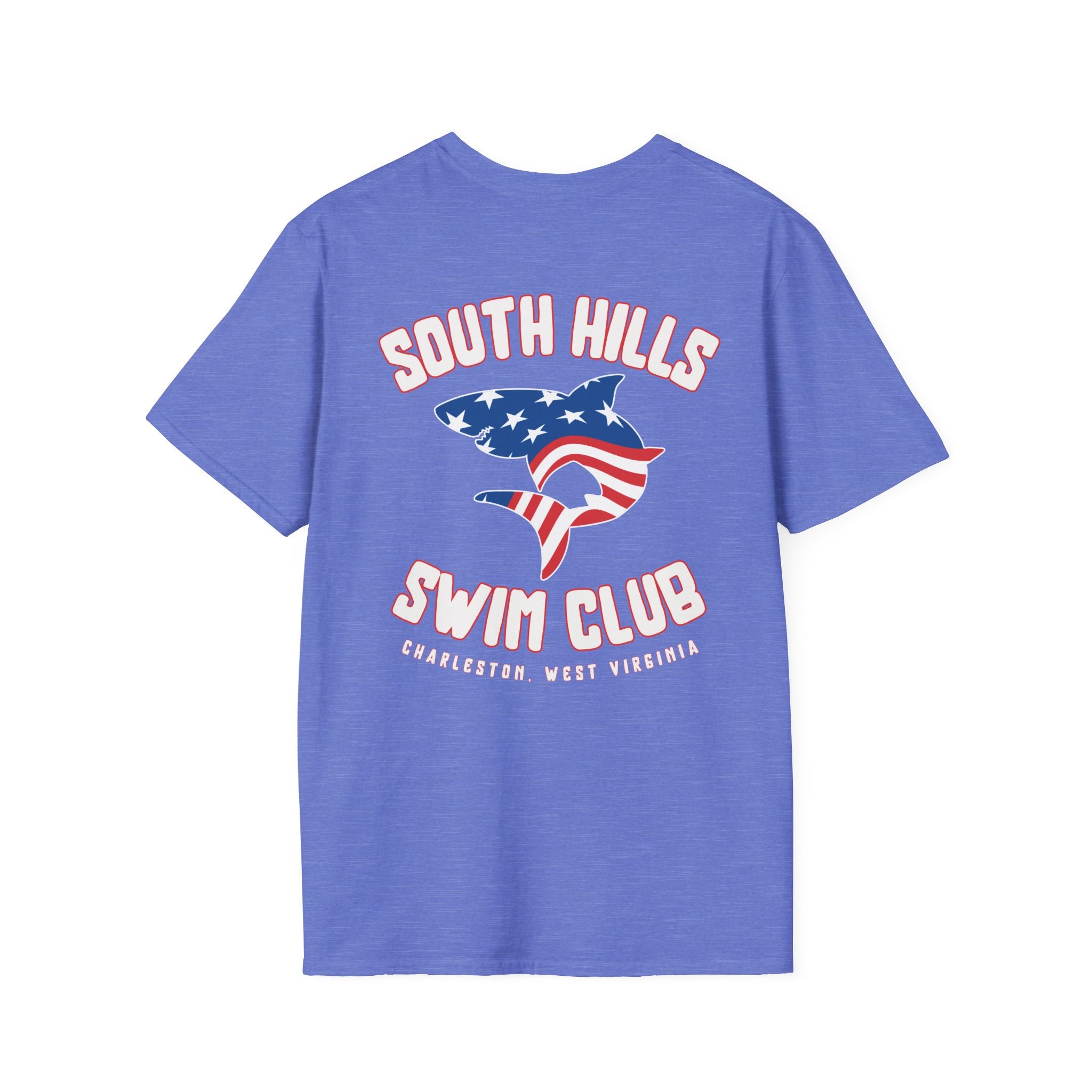 Adult Unisex South Hills Swim Club Patriotic Graphic Short Sleeve Gildan Softstyle Tee