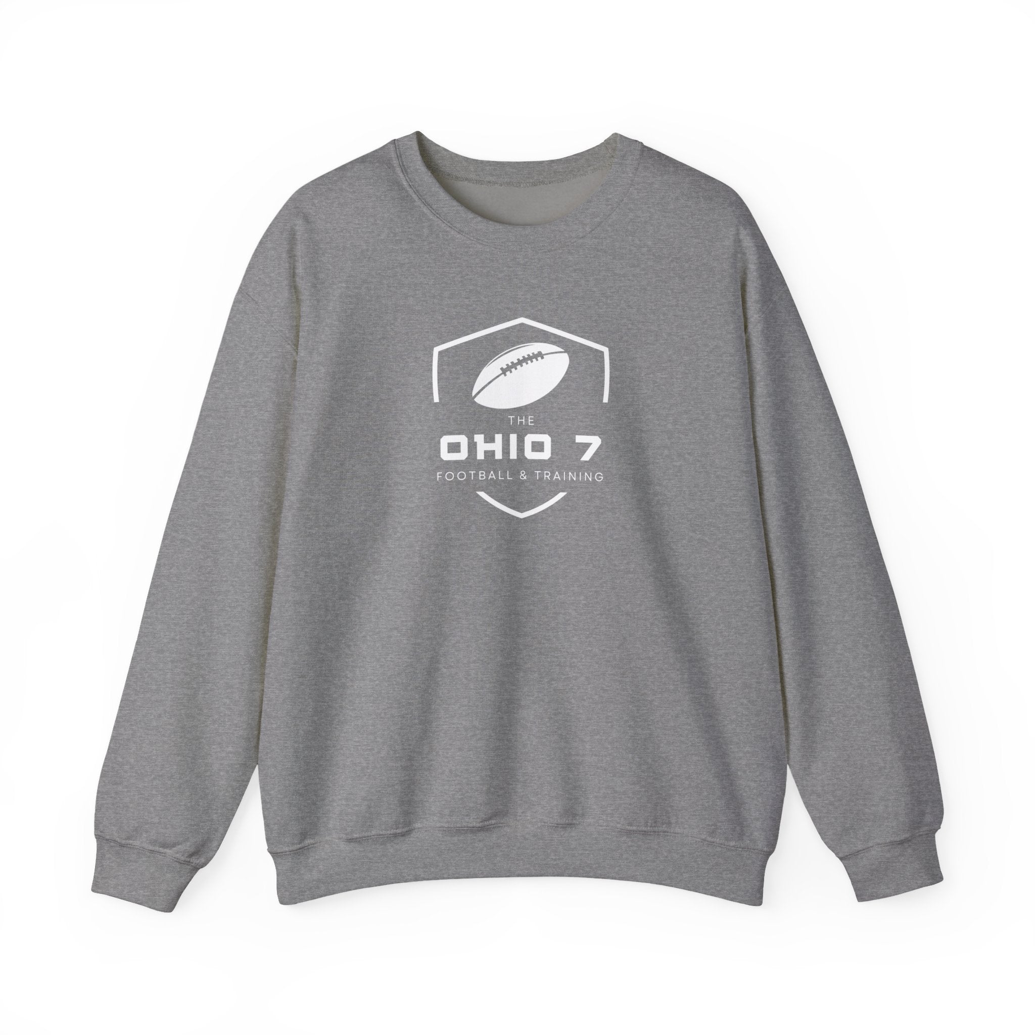 Adult Unisex The Ohio 7 White Logo Gildan Heavy Blend Crewneck Sweatshirt
