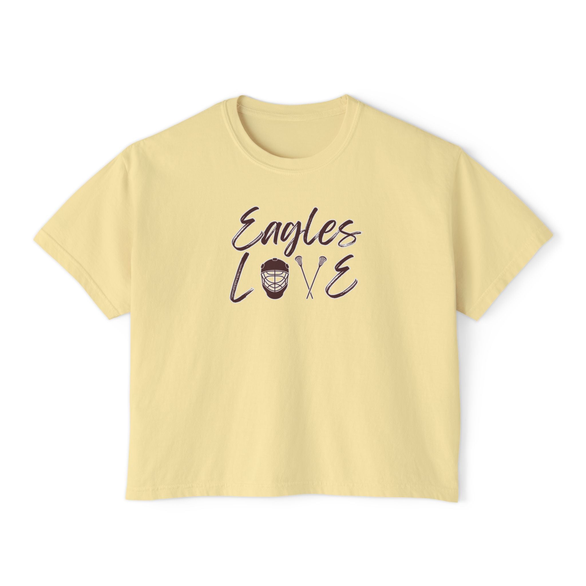 Women's Eagles Lacrosse Love Graphic Boxy Crop Short Sleeve Tee