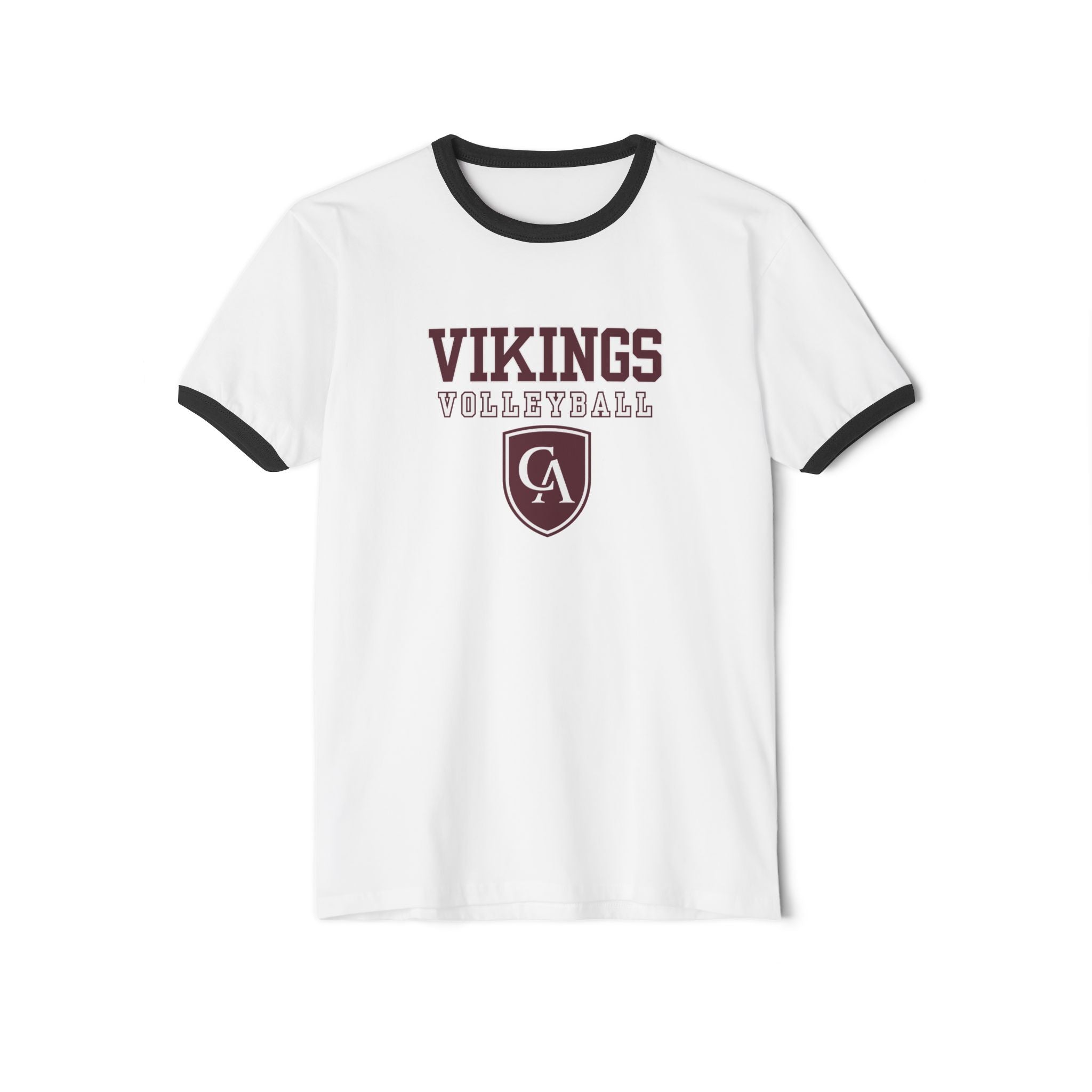 Adult Unisex Columbus Academy Vikings Volleyball Graphic Short Sleeve Ringer Tee