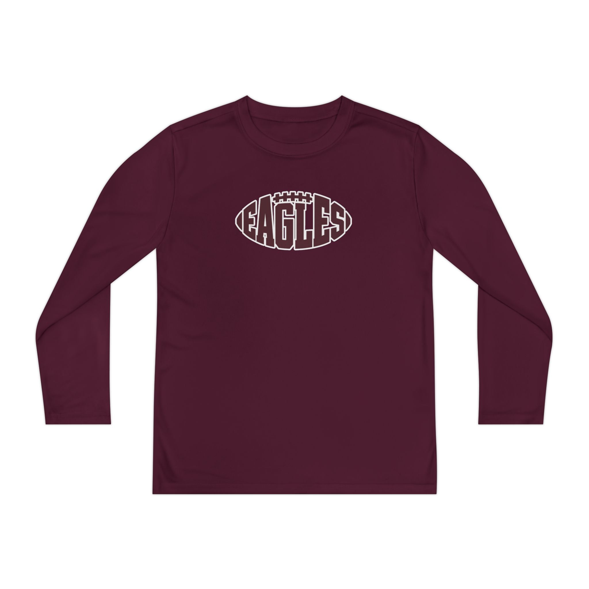 Youth New Albany Football Eagle Ball Graphic Sport-Tek Competitor Performance Long Sleeve Tee