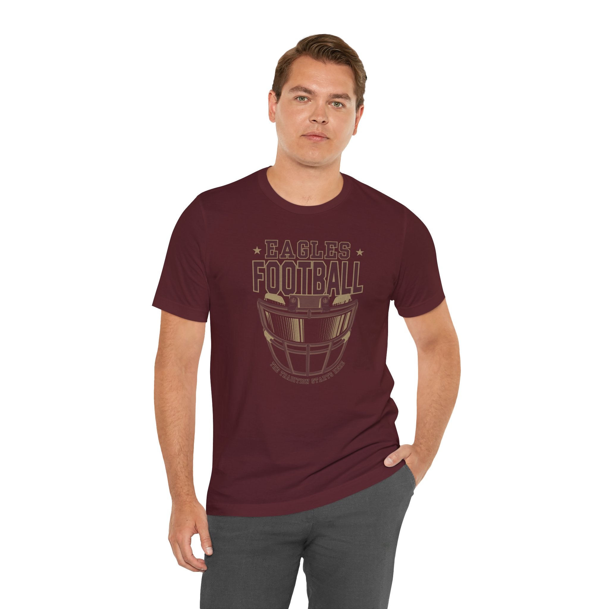 Adult Unisex Eagles Maroon Hype Helmet Graphic Short Sleeve Soft Tee