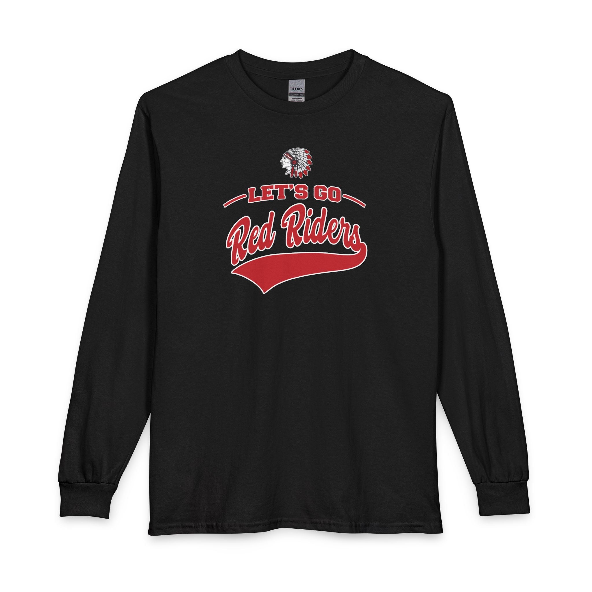 Adult Unisex Let's Go Red Riders Graphic Long Sleeve Gildan Tee