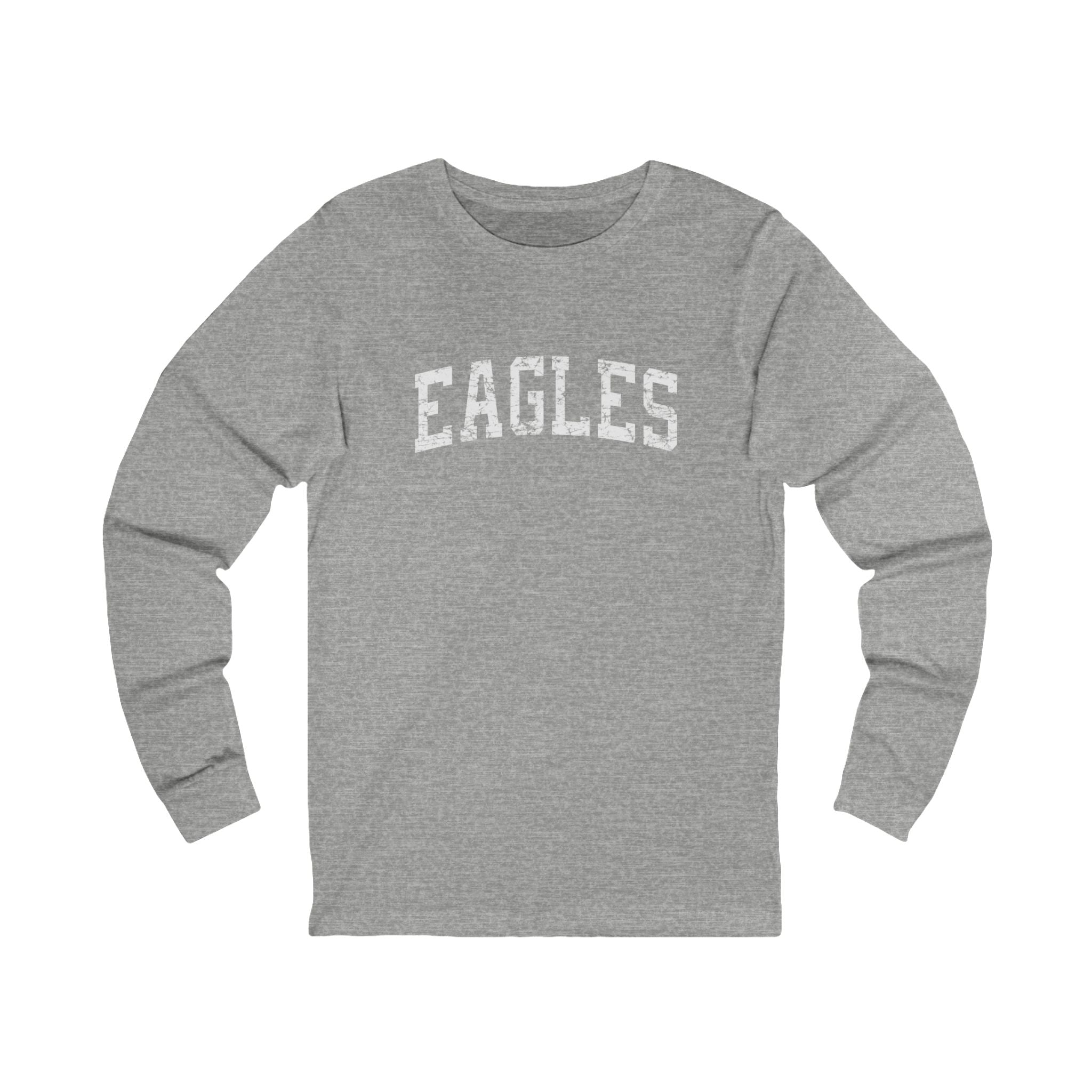 Adult Unisex Distressed Eagles Graphic Long Sleeve Soft Tee