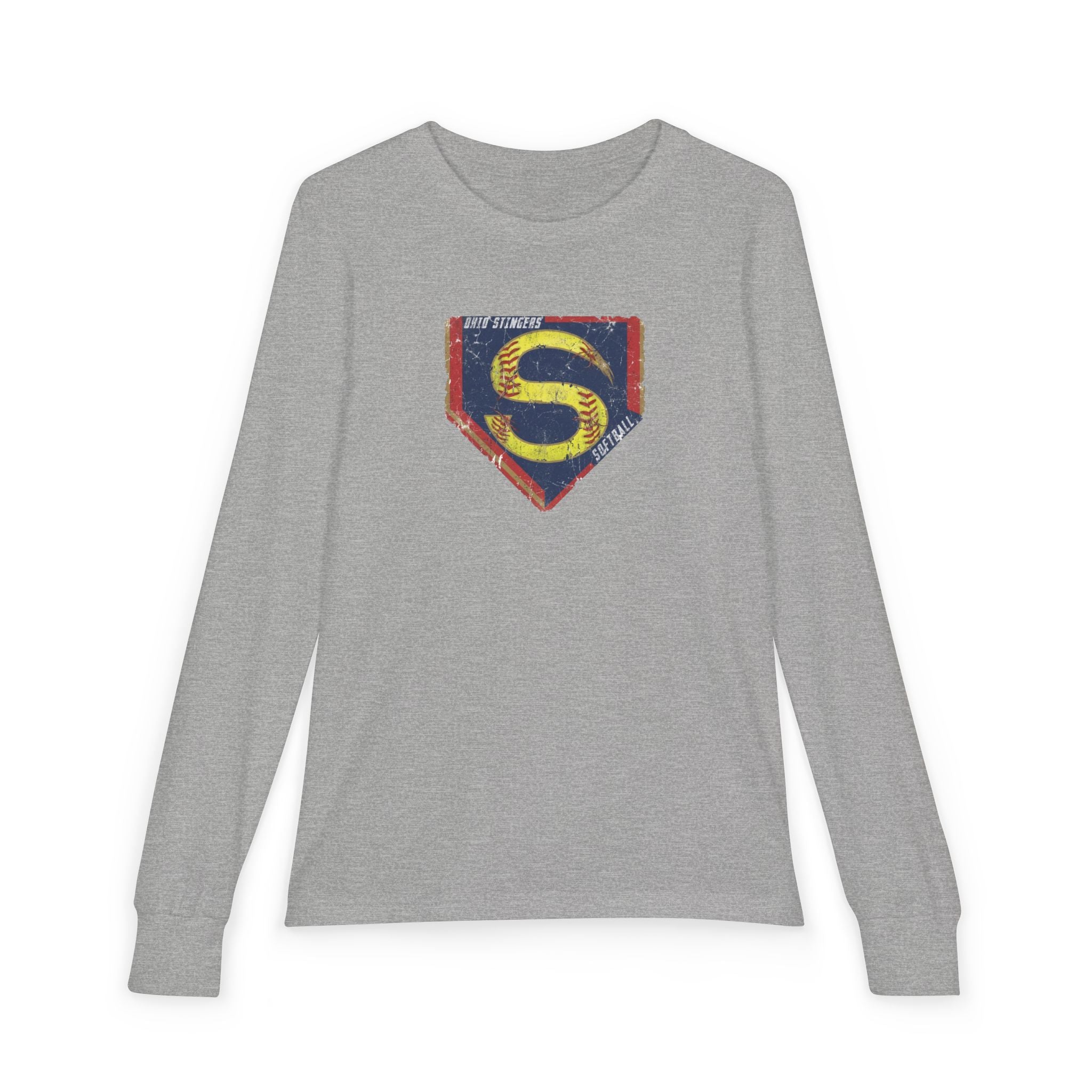 Youth Stingers Softball Distressed Logo Graphic Bella + Canvas Long Sleeve Soft Tee