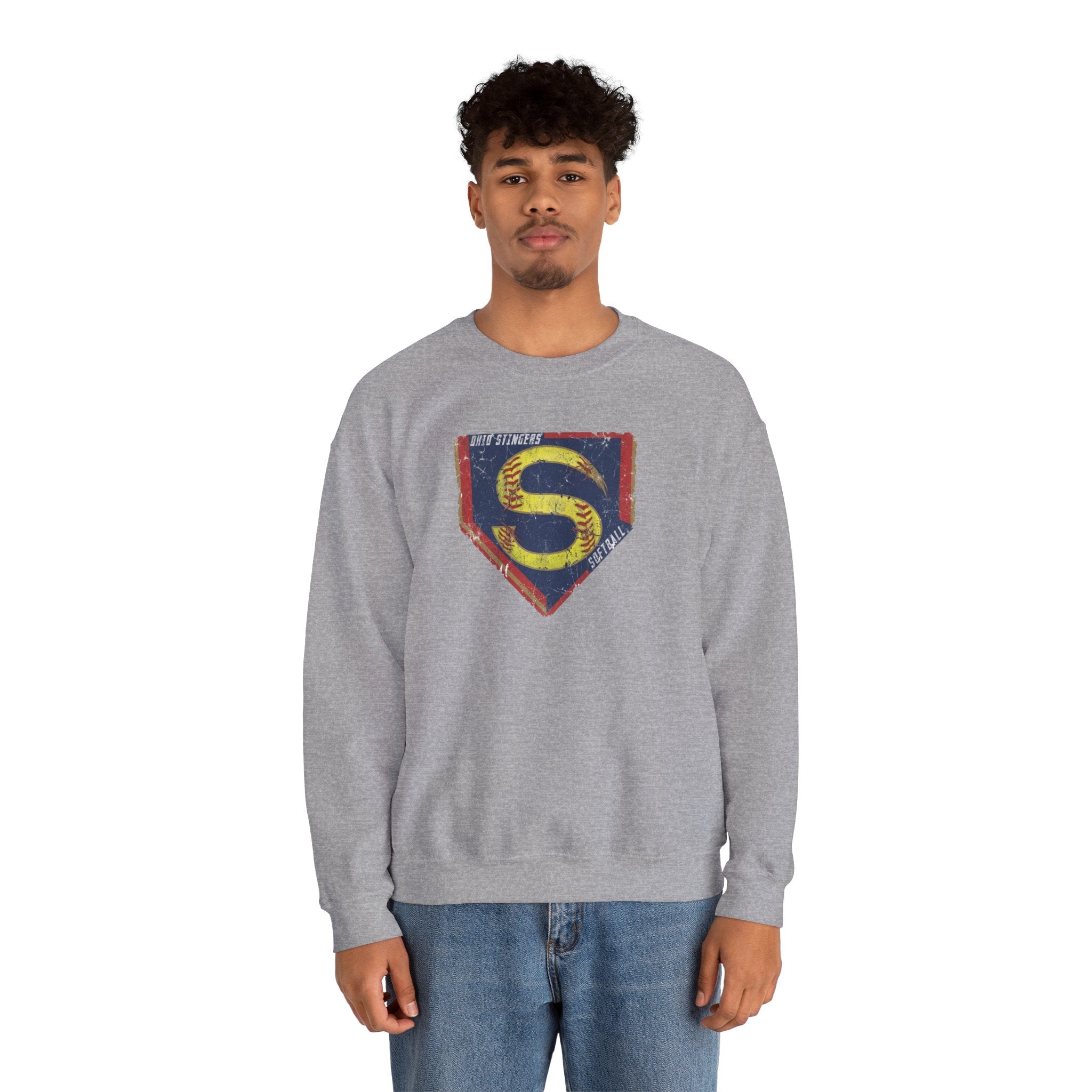 Adult Unisex Stingers Softball Distressed Logo Graphic Sweatshirt