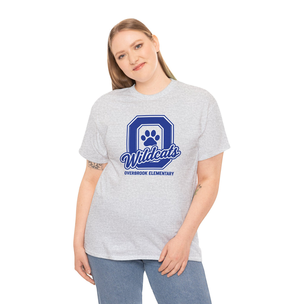 Adult Unisex Overbrook Elementary Wildcats Block Letter Graphic Gildan Classic Tee