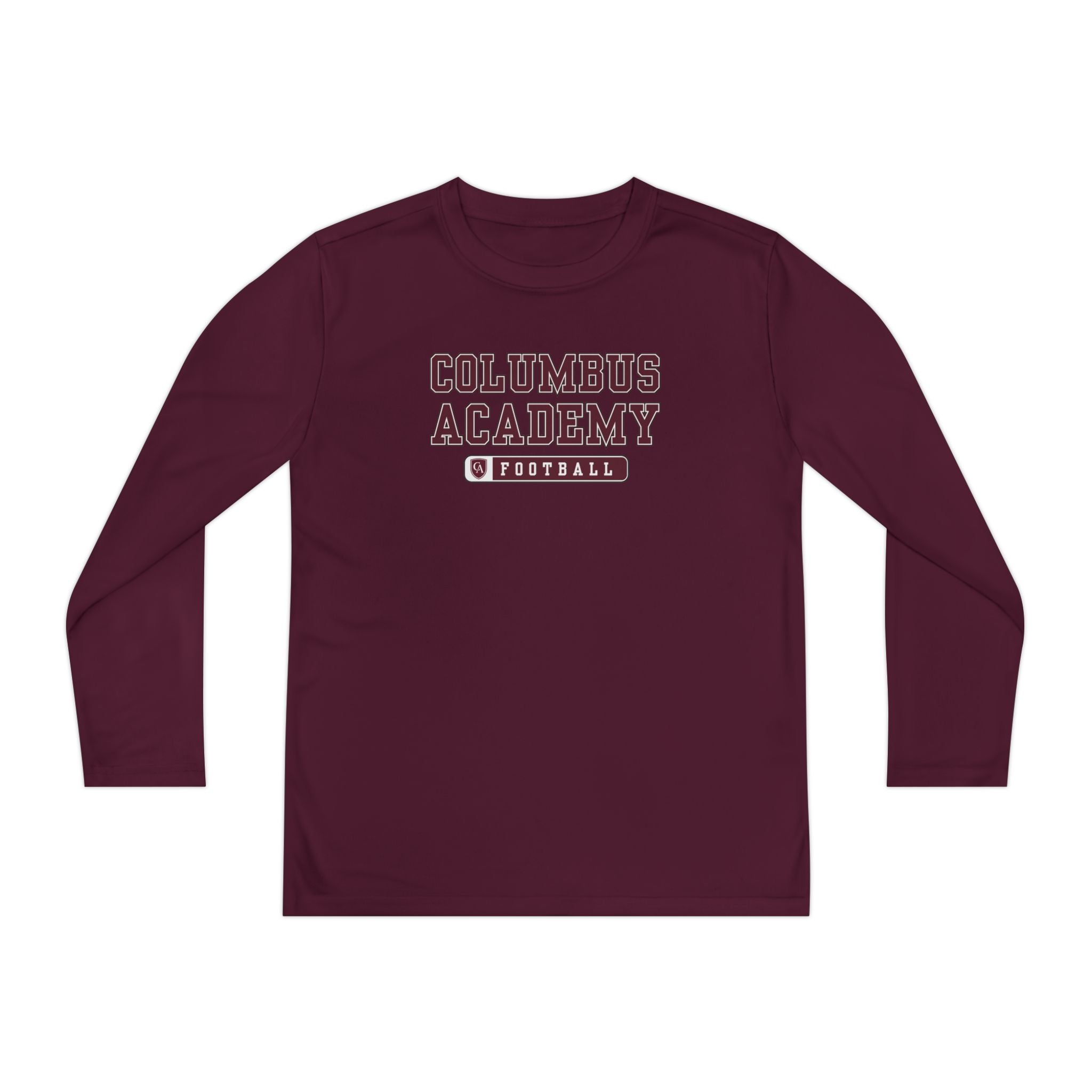 Youth Columbus Academy Football Graphic Sport-Tek Competitor Performance Long Sleeve Tee