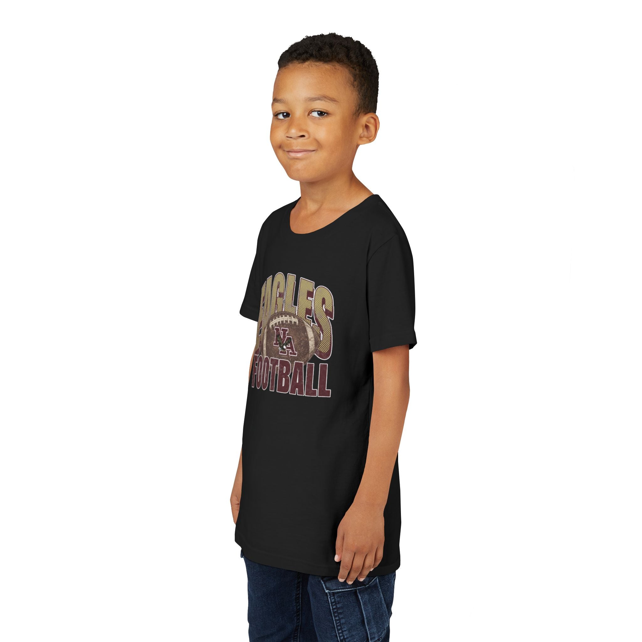 Youth New Albany First-Down Distressed Football Graphic Short Sleeve Bella + Canvas Soft Tee