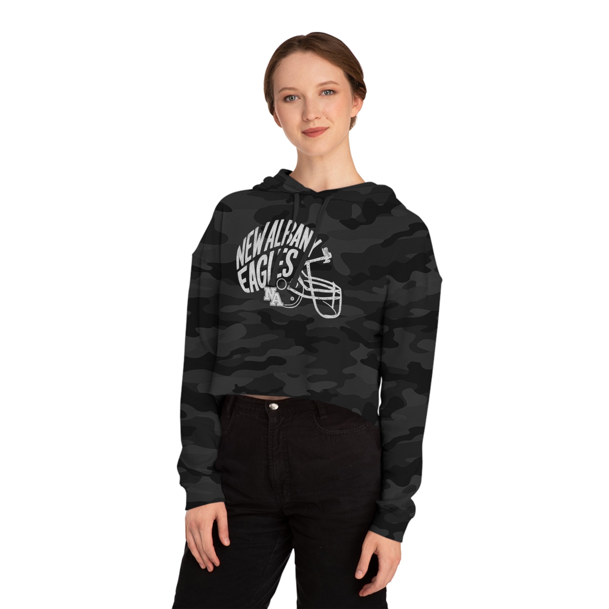 Women's New Albany Vintage Vibes Football Helmet Graphic Crop Hoodie