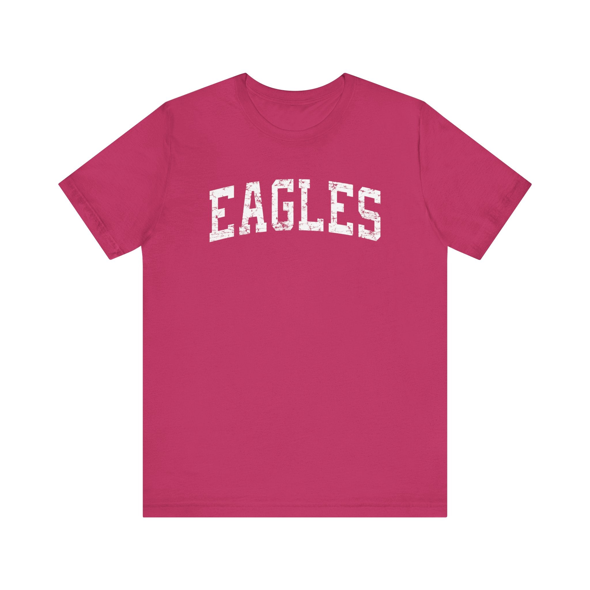 Adult Unisex Distressed Eagles Graphic Short Sleeve Soft Tee - PINK OCTOBER