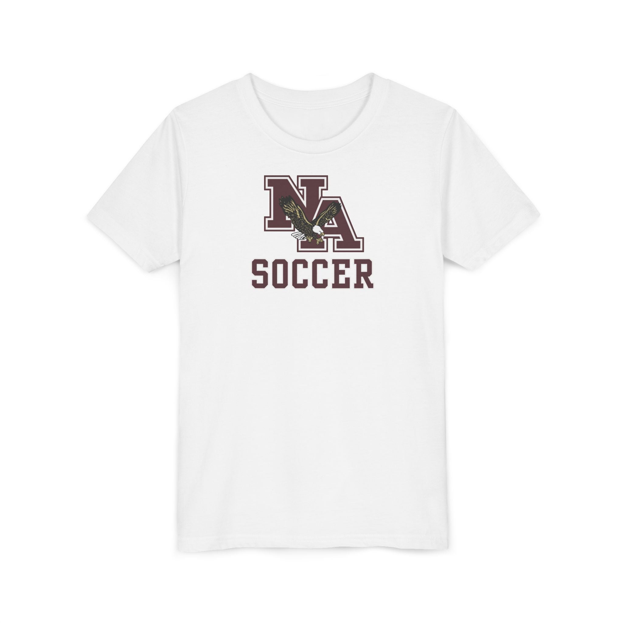 Youth New Albany Classic Maroon Soccer Logo Graphic Short Sleeve Bella + Canvas Soft Tee