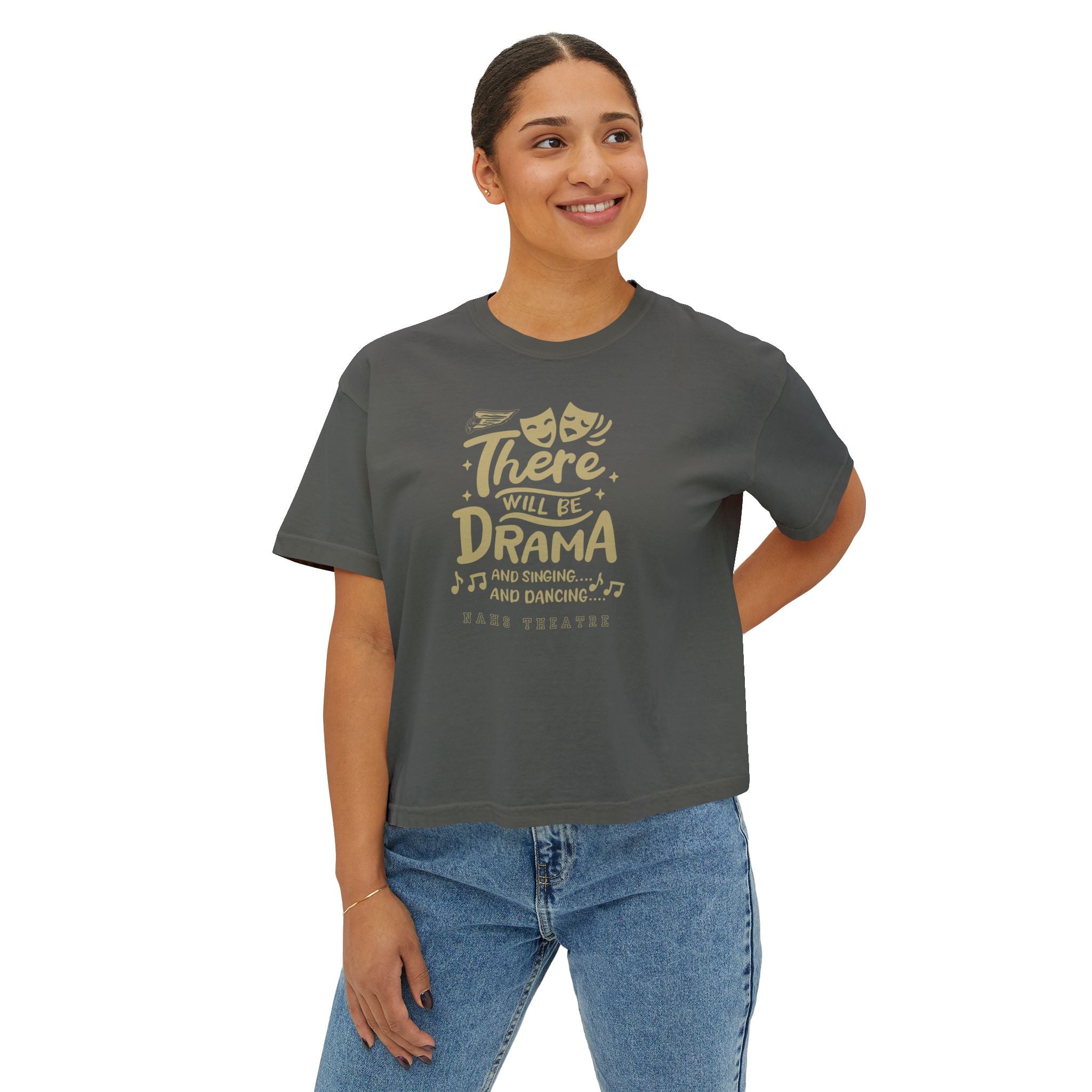 Women's There Will Be Drama Graphic Boxy Crop Short Sleeve Tee