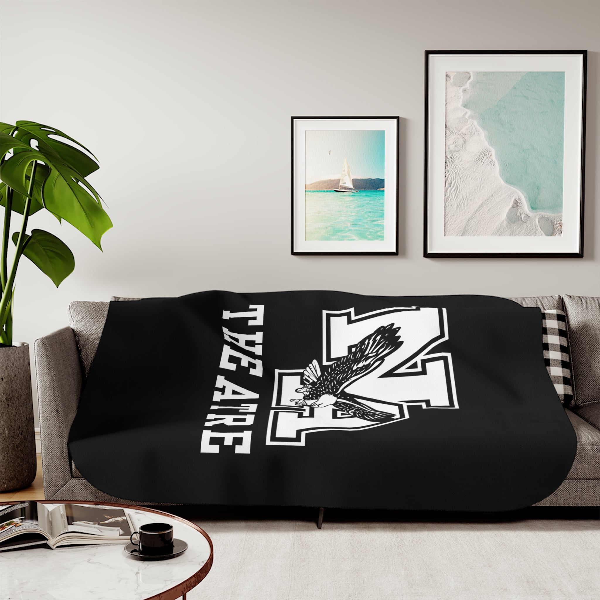 White/Black Classic NA Theatre Logo Graphic So-Soft Sherpa Blanket
