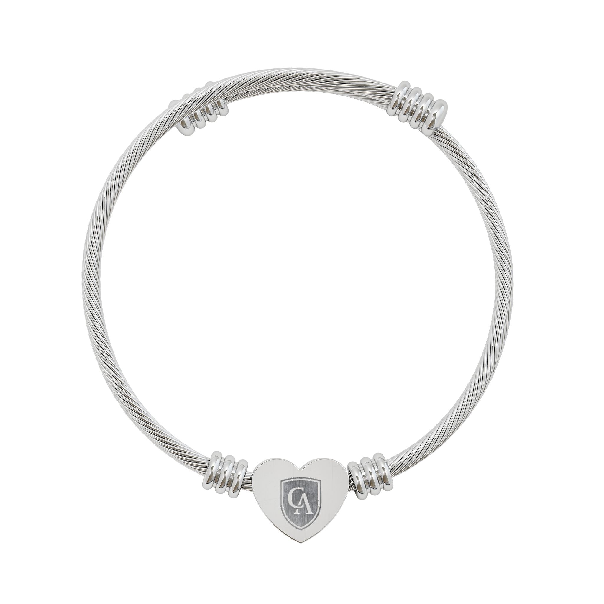 Columbus Academy Logo Heart Engraved Cuff Bracelet