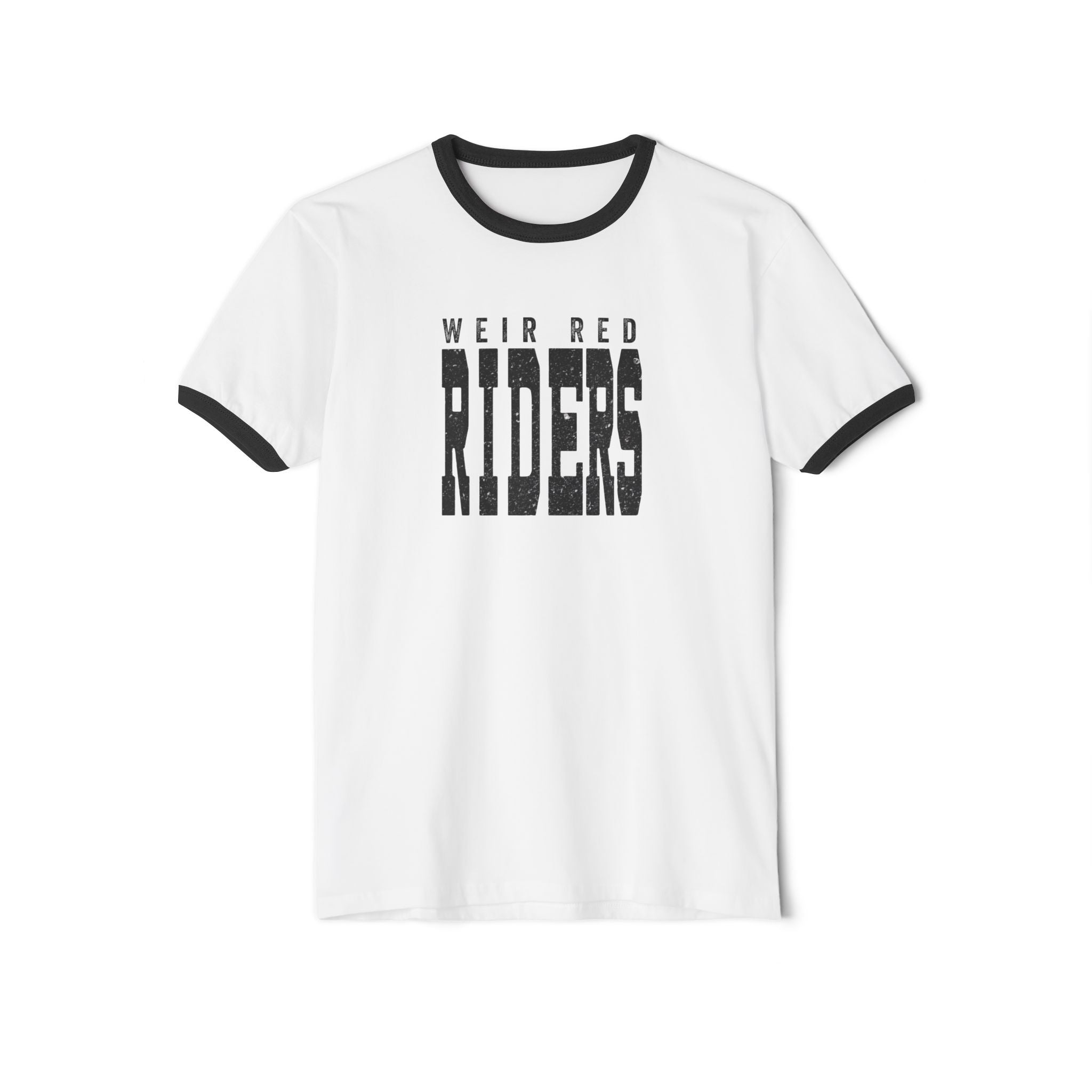 Adult Unisex Weir Red Riders Distressed Enlarged Graphic Short Sleeve Ringer Tee