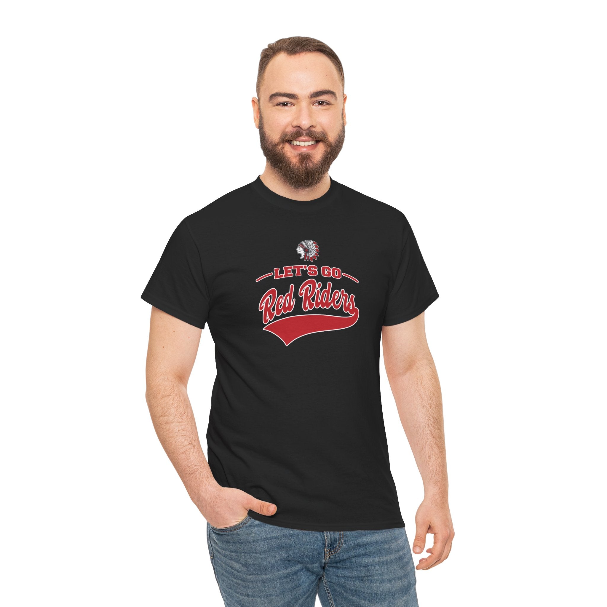 Adult Unisex Let's Go Red Riders Graphic Short Sleeve Gildan Heavy Tee