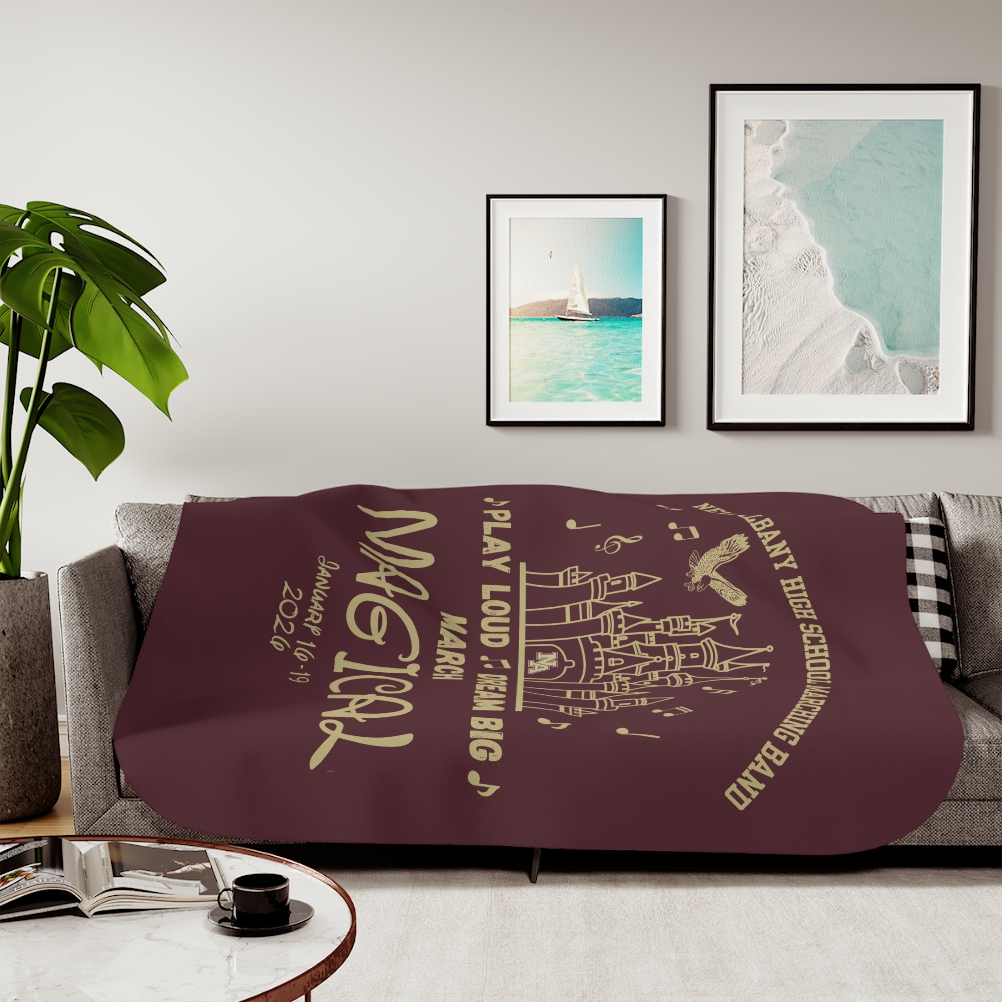 NAHS Marching Band March Magical Graphic So-Soft Sherpa Blanket