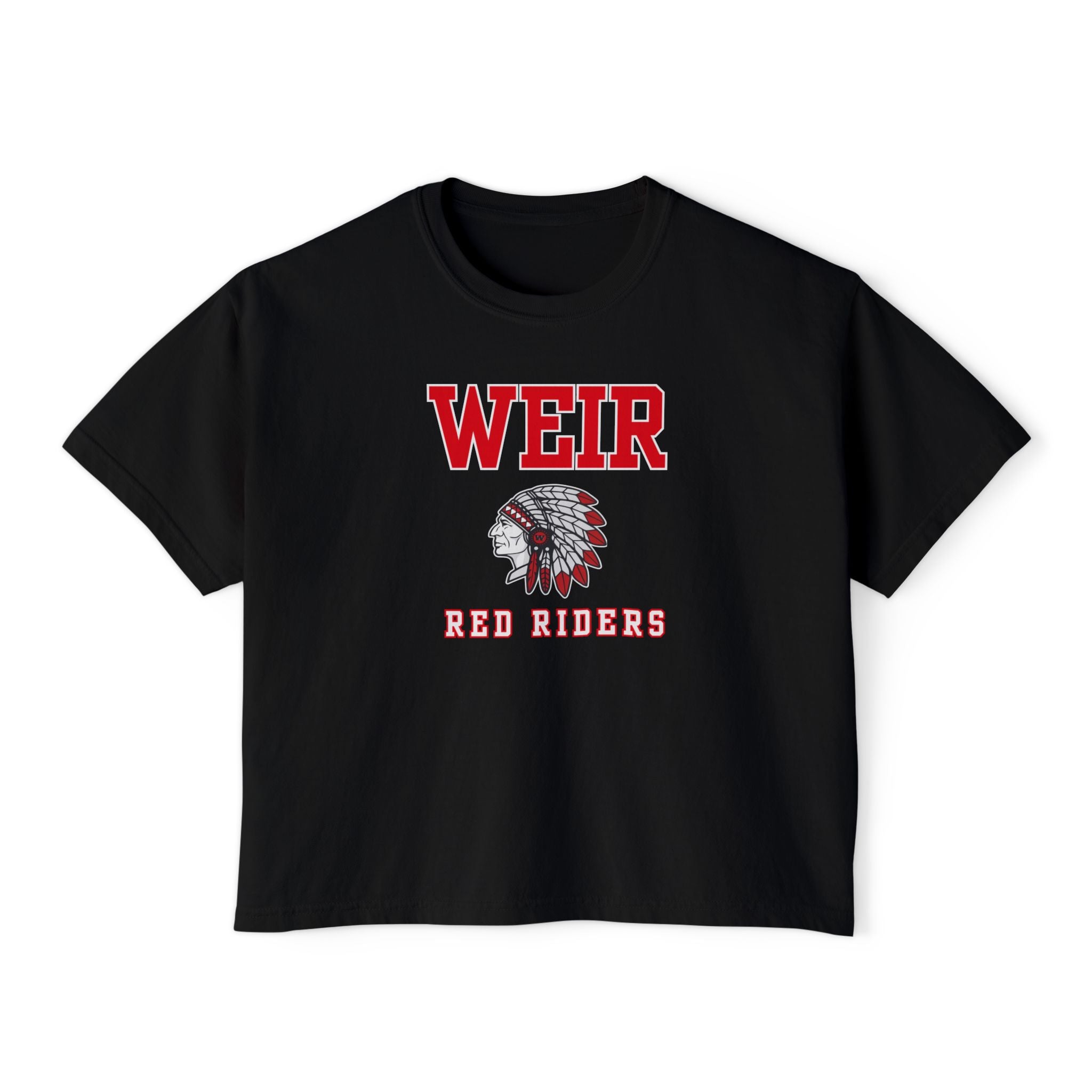Women's Weir Red Riders Classic Mascot Graphic Boxy Crop Short Sleeve Tee