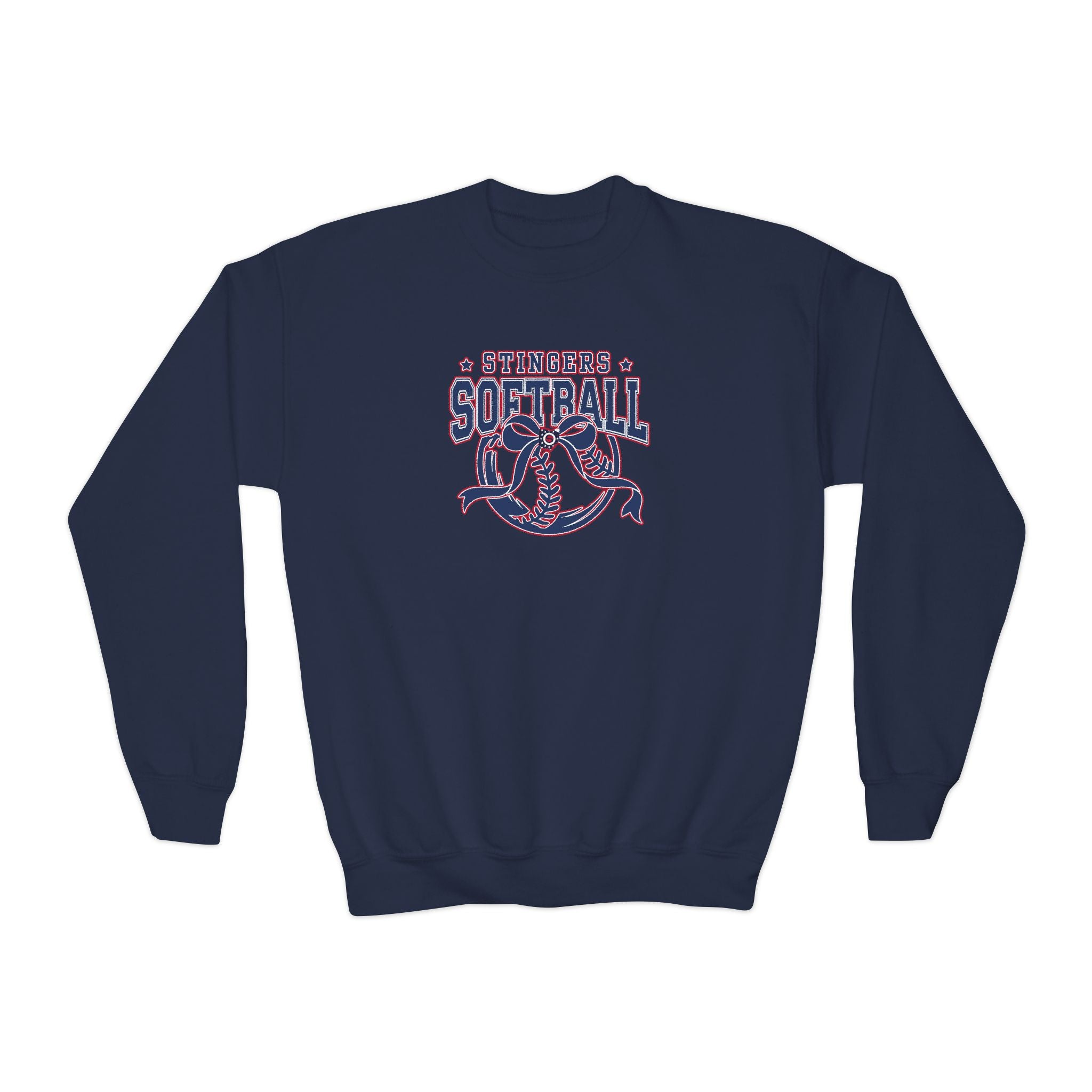 Youth Stingers Softball Spirit Bow Graphic Gildan Heavy Blend Sweatshirt