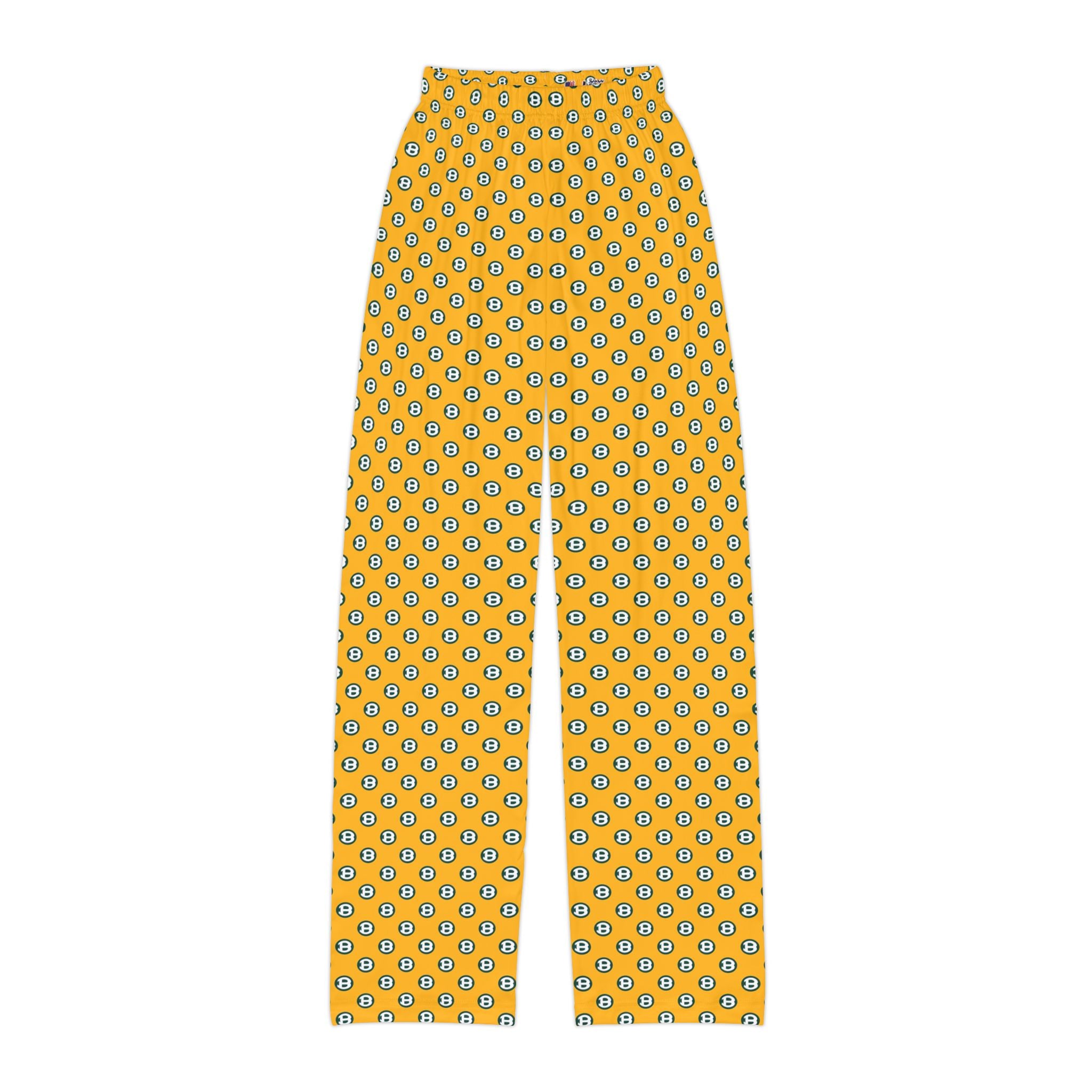 Youth Gold Pajama Pants with Allover Brooke Logo Print