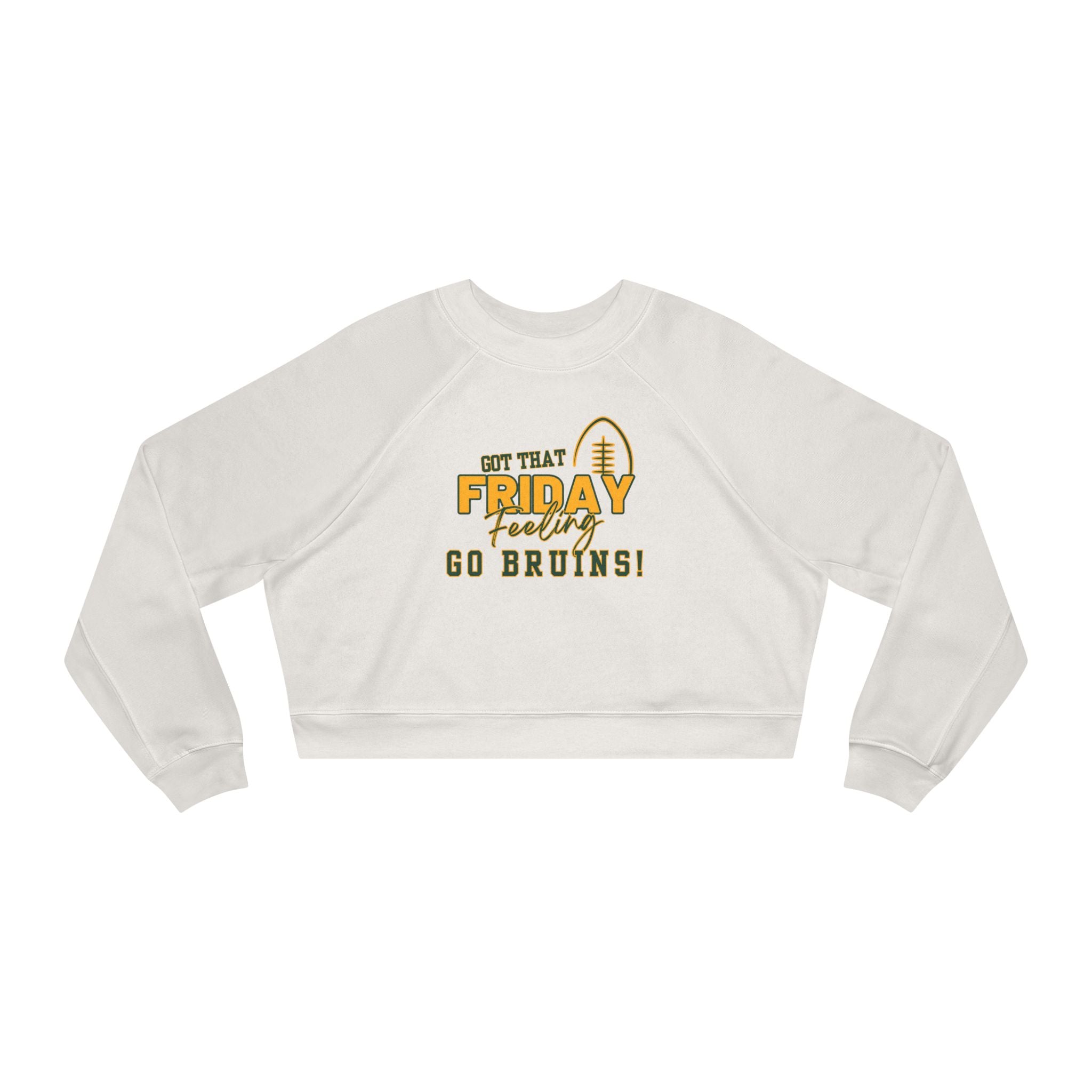 Women's Bruin Friday Feeling Football Graphic Cropped Fleece Sweatshirt