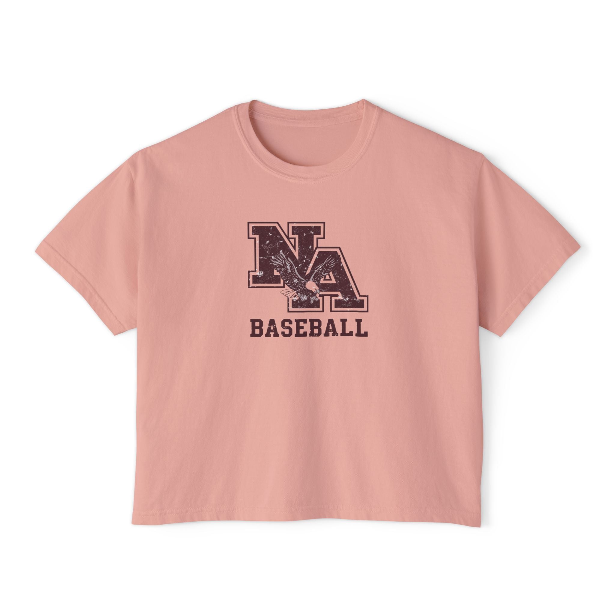 Women's New Albany Baseball Vintage Vibe Logo Graphic Boxy Crop Short Sleeve Tee