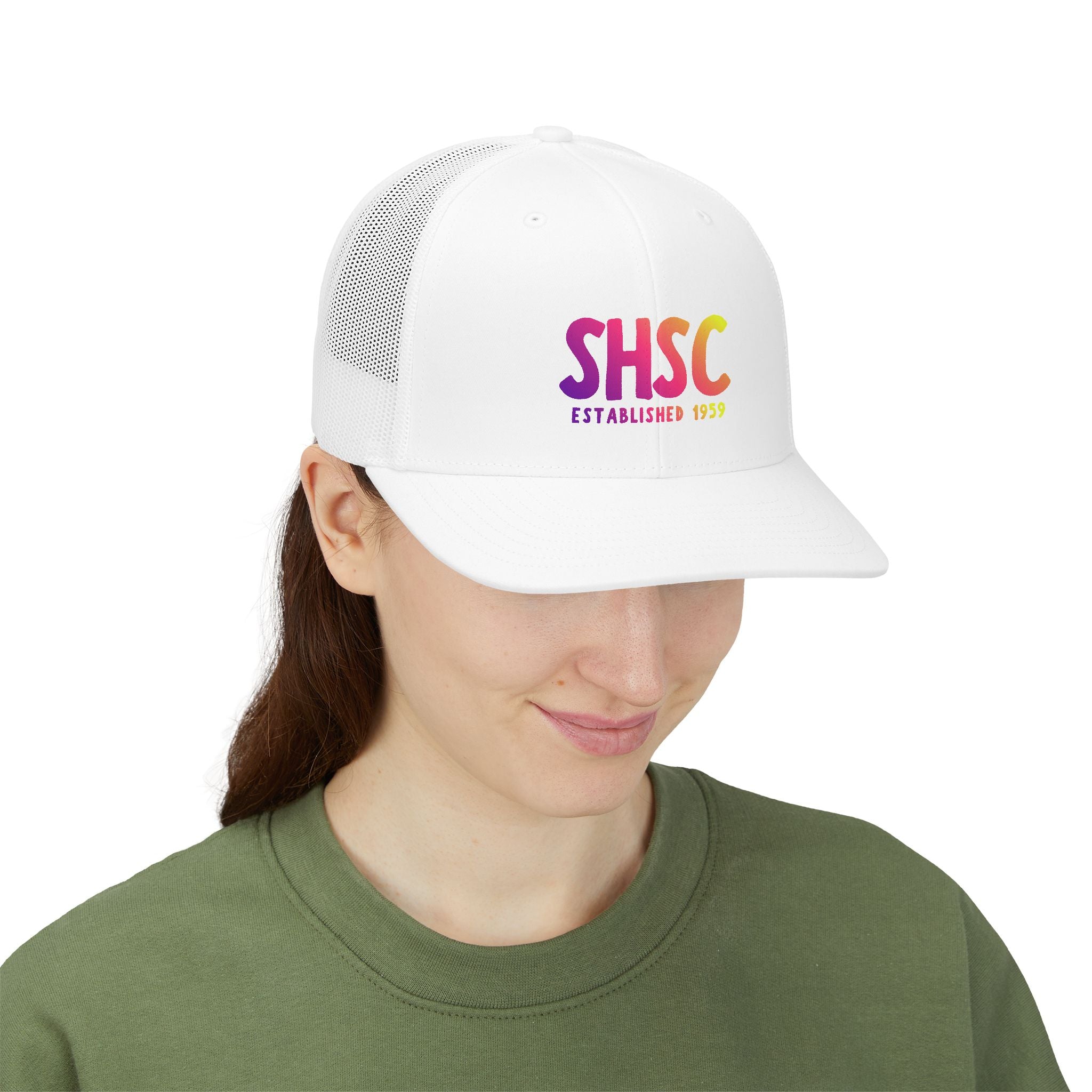 Adult Unisex South Hills Swim Club SHSC Ombre Graphic Richardson 112 Snapback Trucker Hat