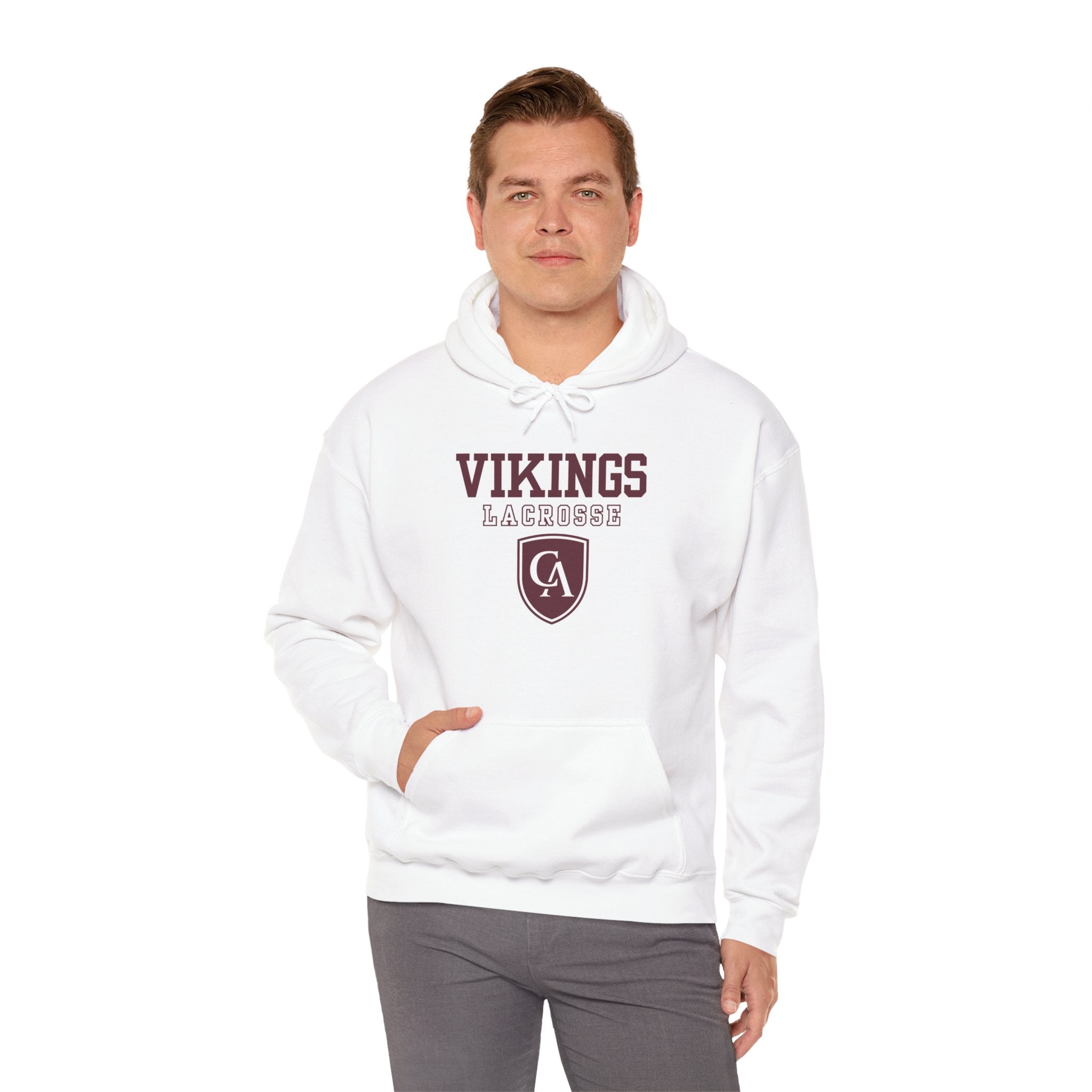 Adult Unisex Columbus Academy Vikings Lacrosse Graphic Gildan Heavy Blend Hoodie