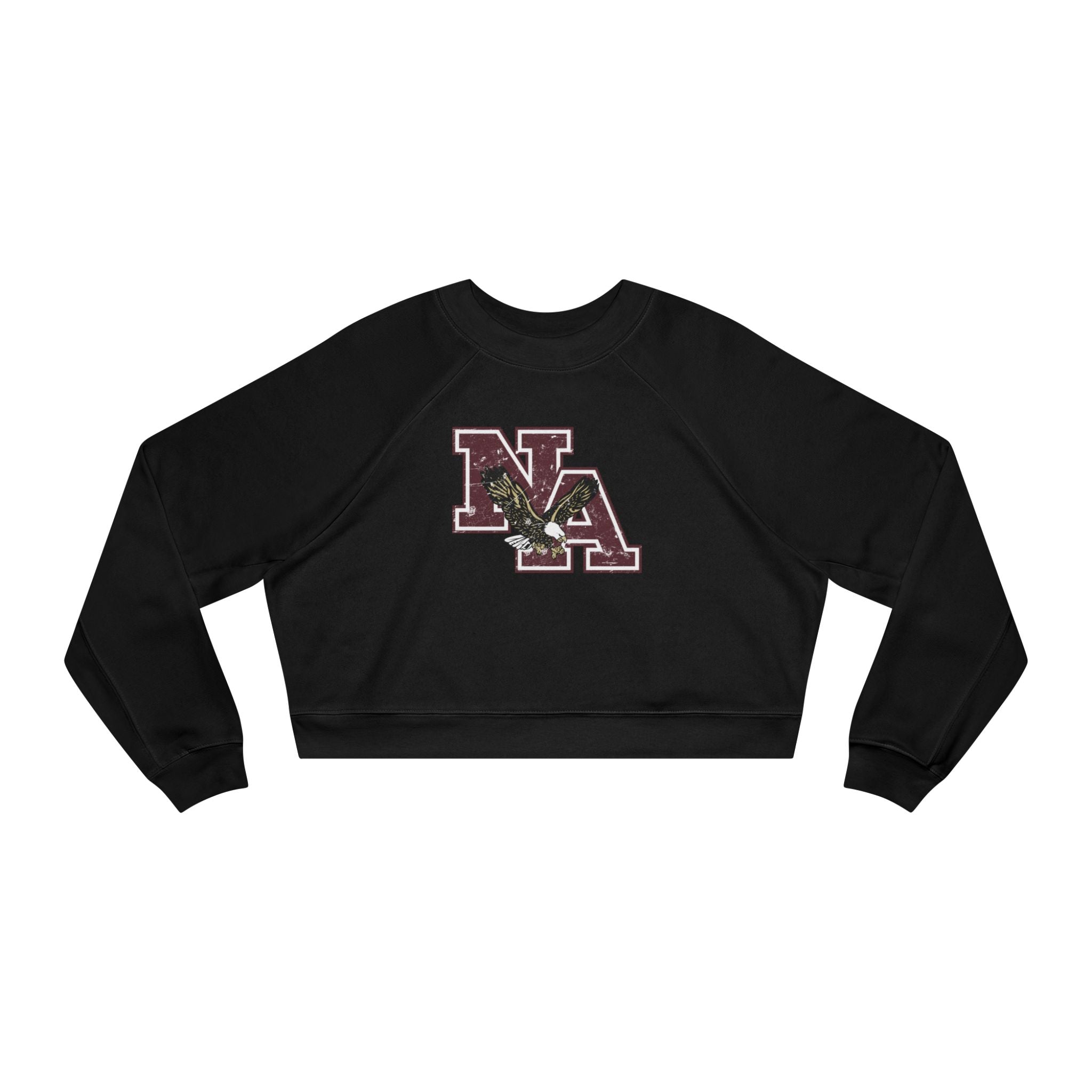 Women's Vintage Distressed Maroon Logo Cropped Fleece Sweatshirt