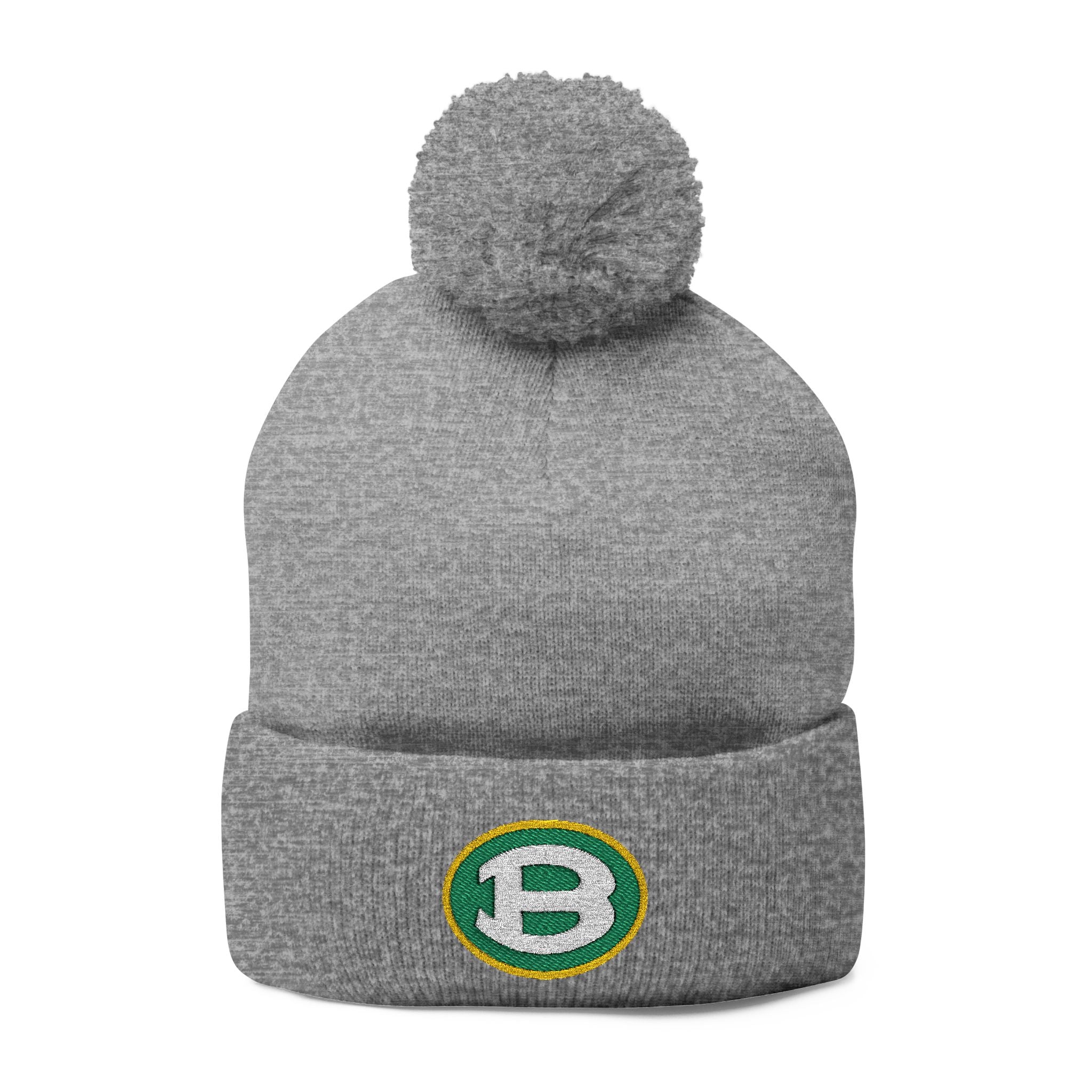 Pom Pom Knit Hat with Embroidered Classic Brooke Logo