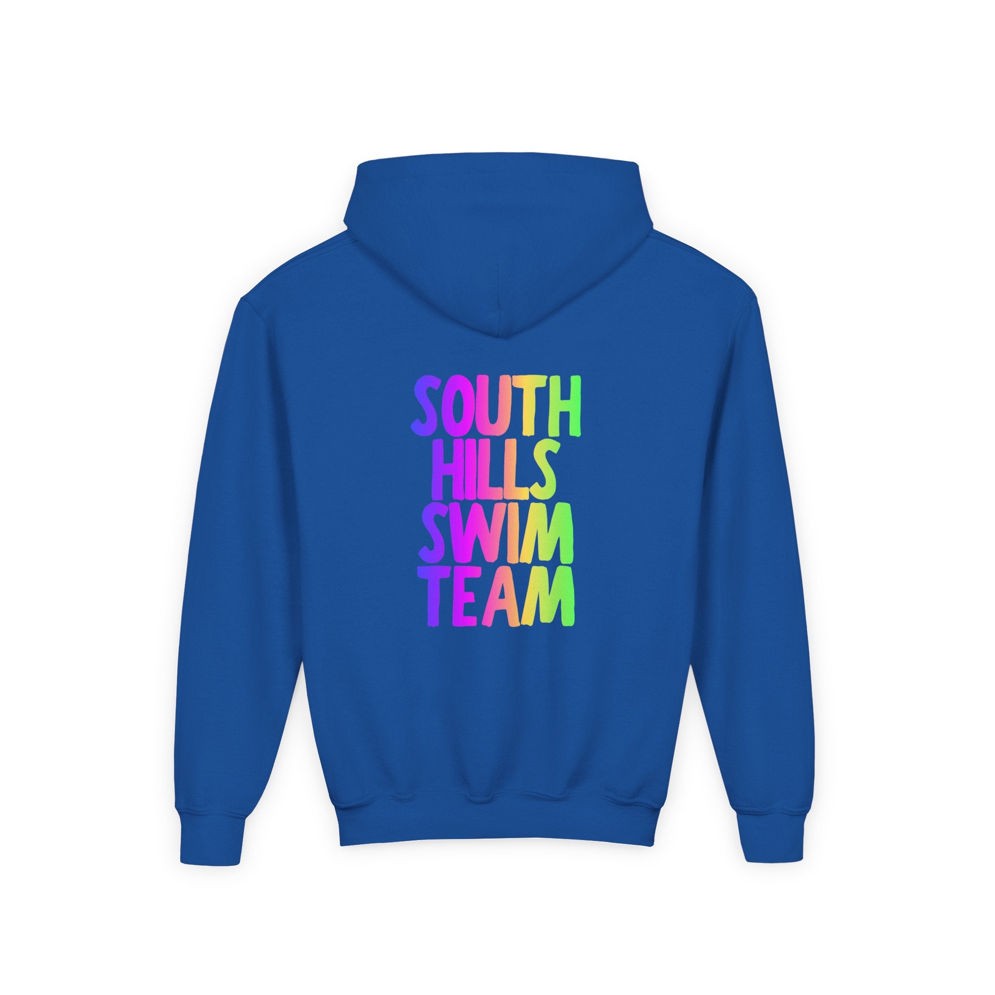 Youth South Hills Swim Team Neon Rainbow Graphic Hoodie