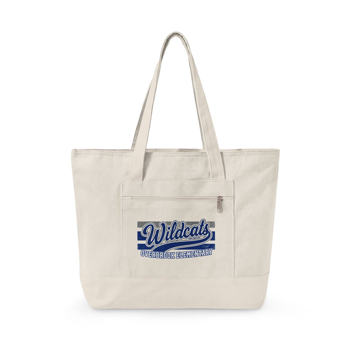 Overbrook Elementary Wildcats Vintage Distressed Spirit Graphic Zippered Canvas Tote