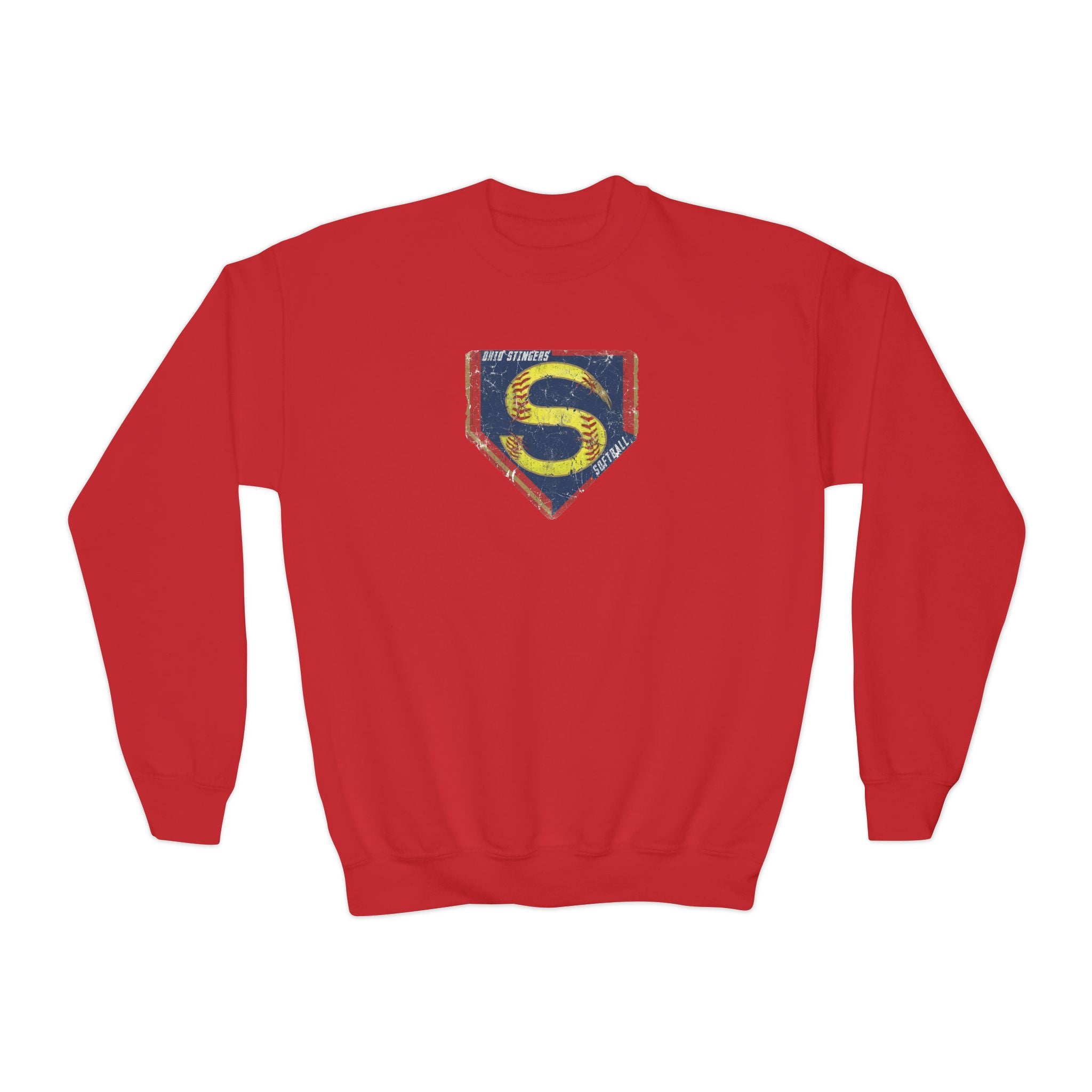 Youth Stingers Softball Distressed Logo Graphic Gildan Heavy Blend Sweatshirt