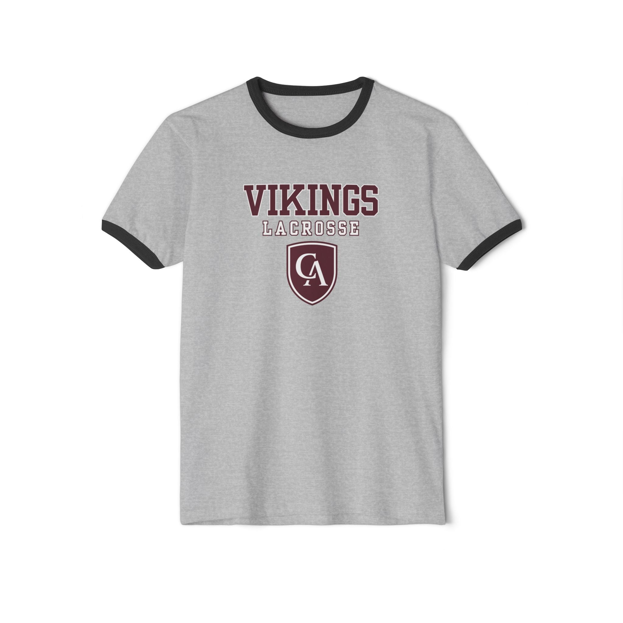 Adult Unisex Columbus Academy Vikings Lacrosse Graphic Short Sleeve Ringer Tee