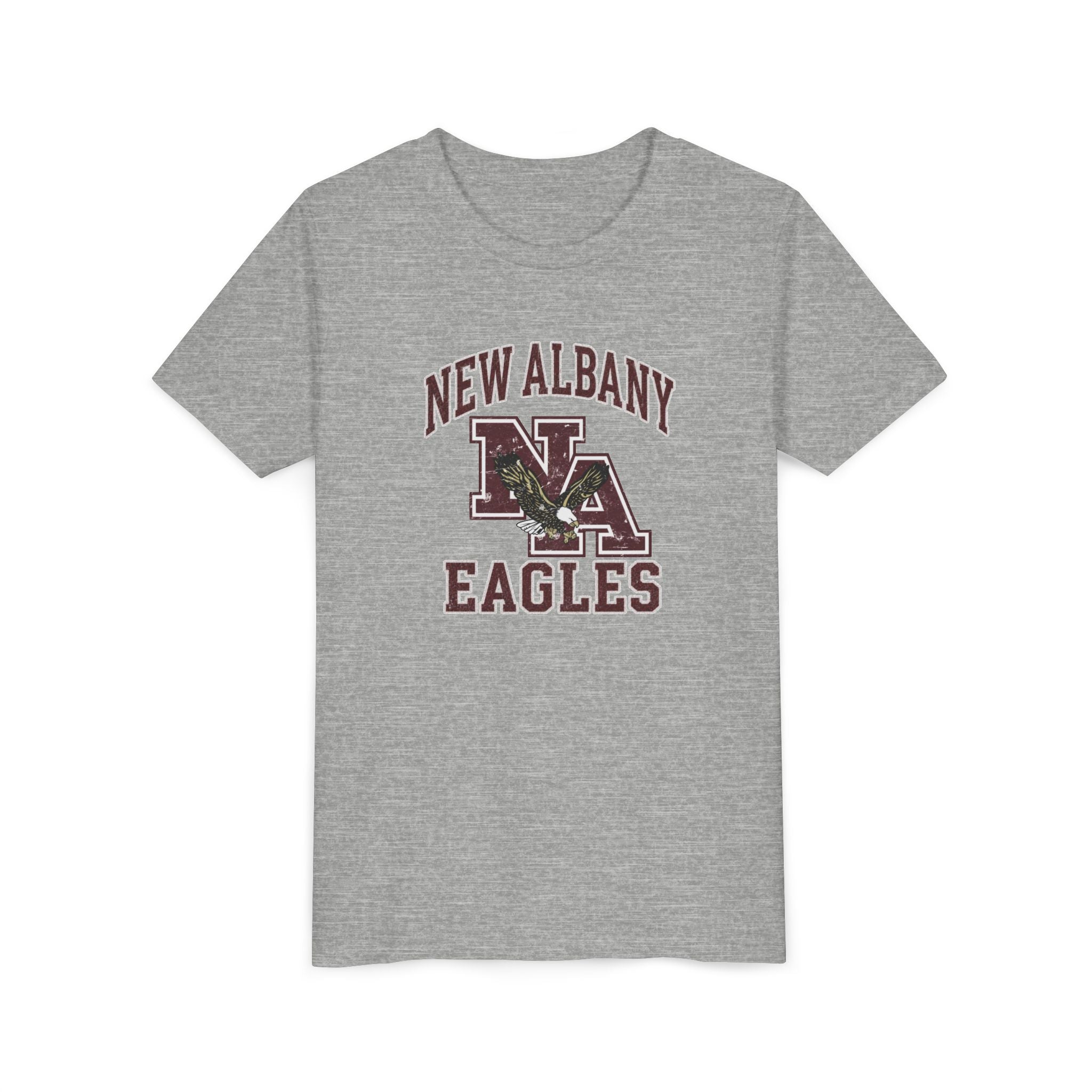 Youth New Albany Vintage Vibes Football Logo Graphic Short Sleeve Bella + Canvas Soft Tee