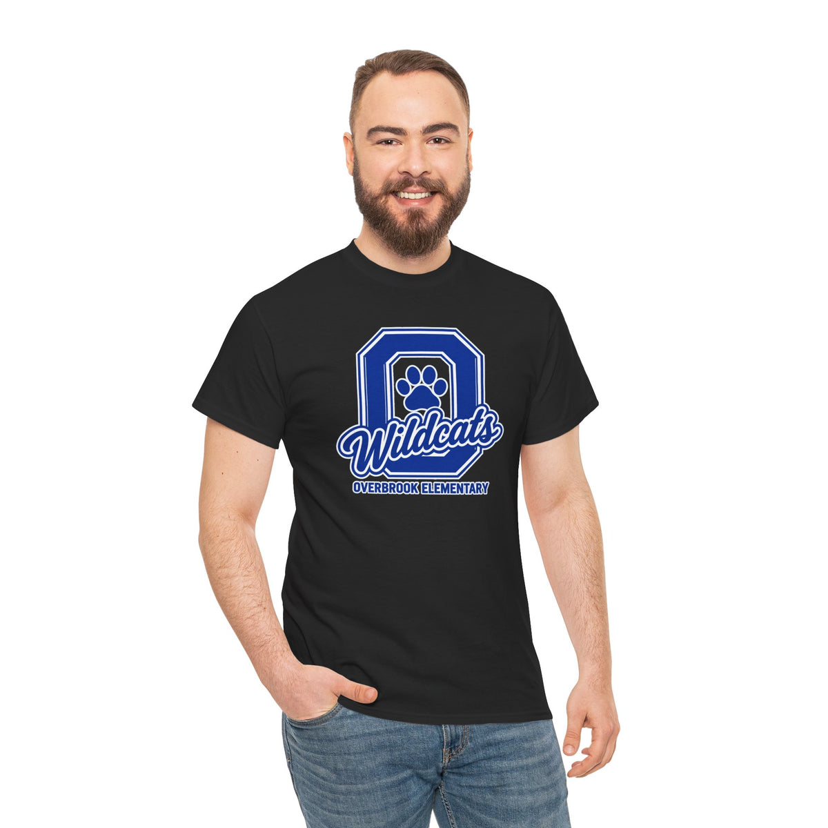 Adult Unisex Overbrook Elementary Wildcats Block Letter Graphic Gildan Classic Tee