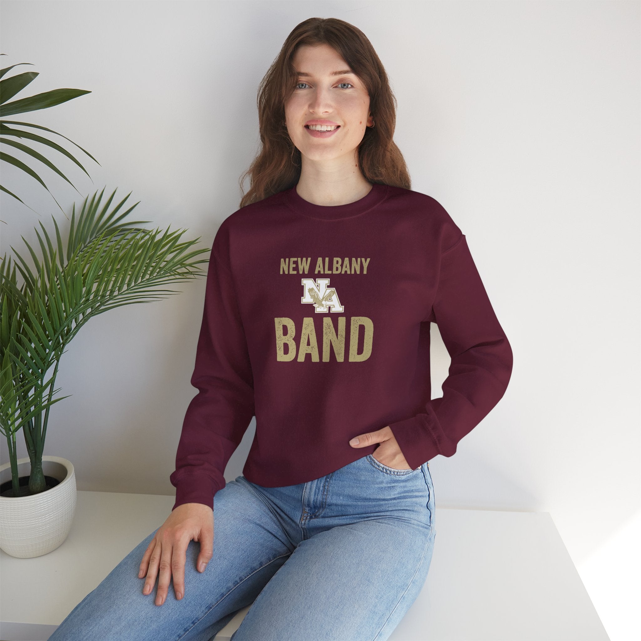 Adult Unisex Vintage Distressed New Albany Band Graphic Sweatshirt