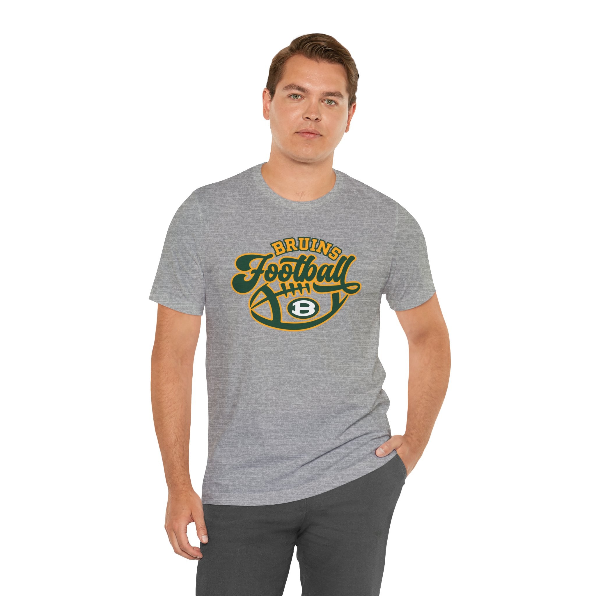 Adult Unisex Bruin Script Football Graphic Short Sleeve Soft Tee