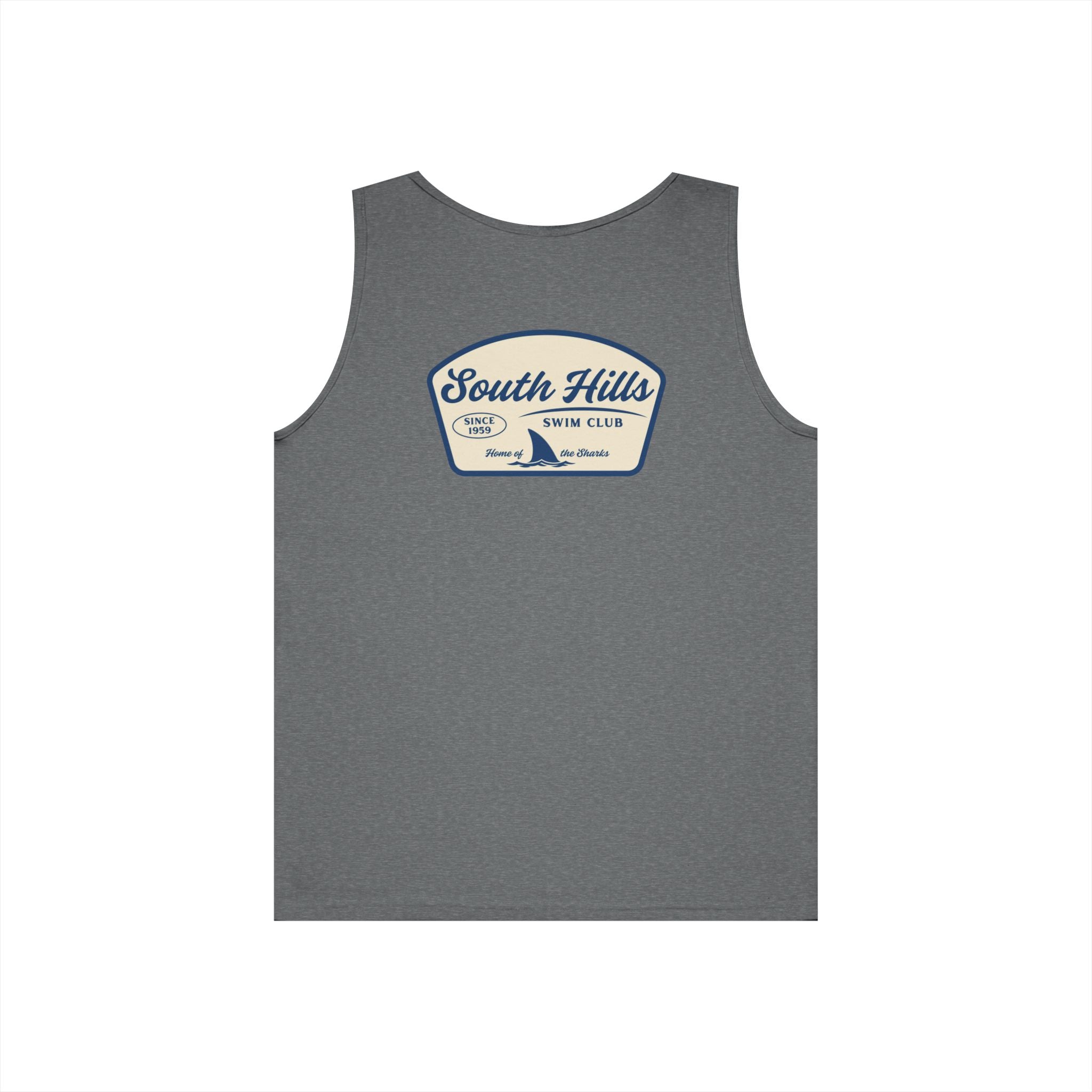 Adult Unisex South Hills Swim Club Home of the Sharks Graphic Tank