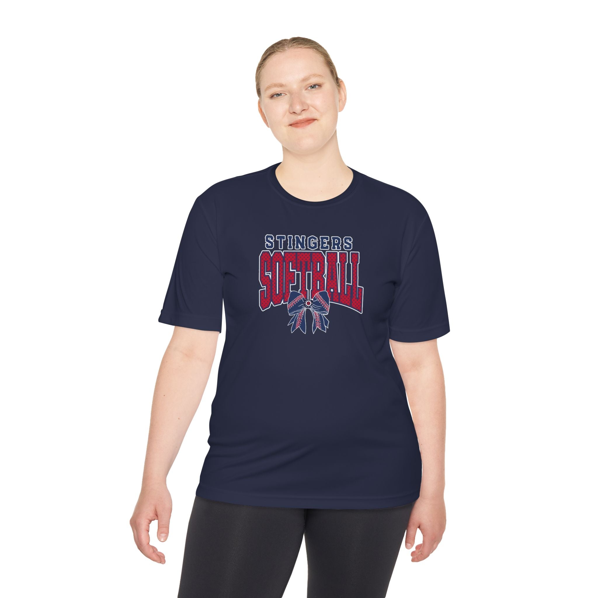 Adult Unisex Stingers Softball Stitched Bow Graphic Sport-Tek Competitor Performance Tee