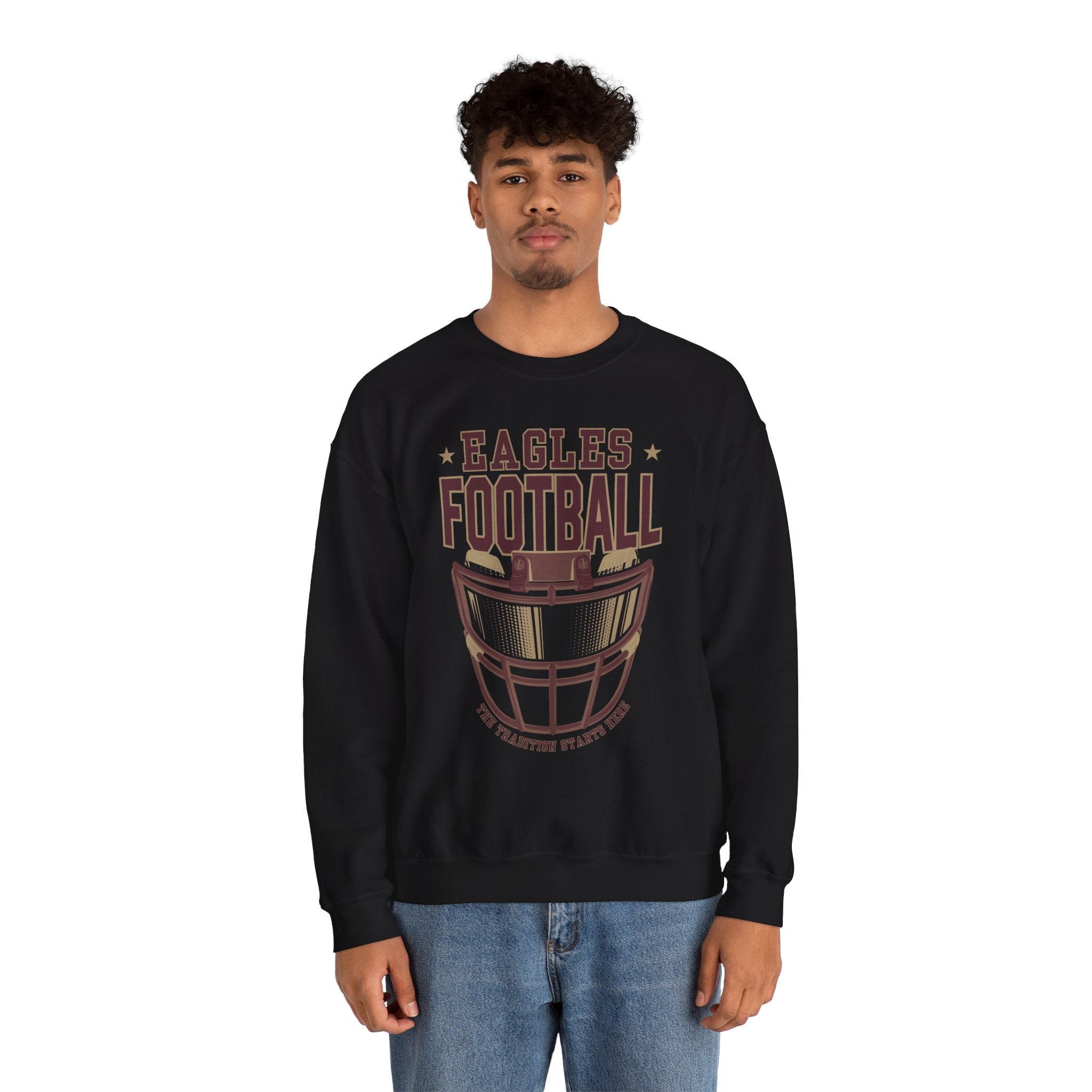 Adult Unisex Eagles Maroon Hype Helmet Graphic Sweatshirt